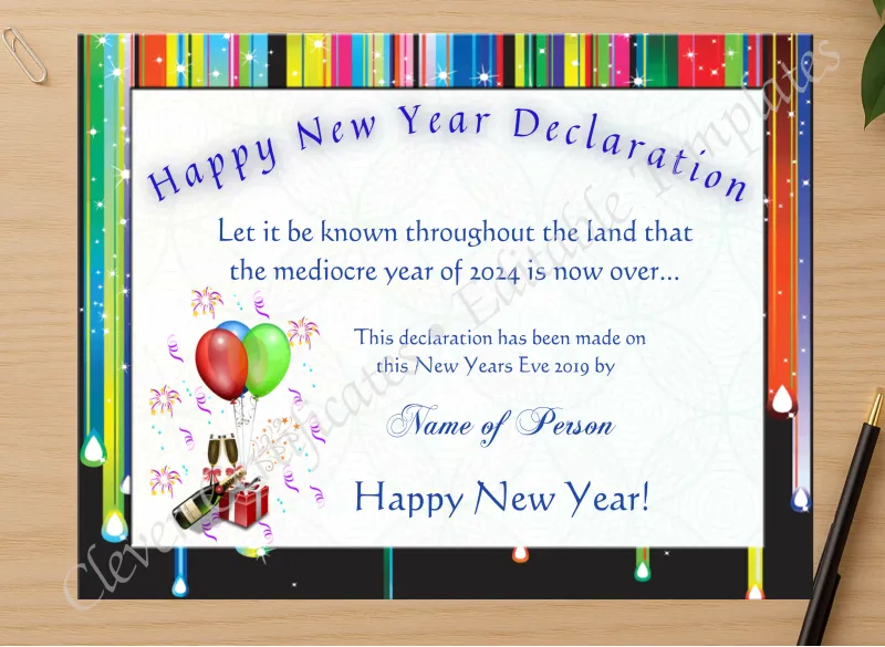Professional preview of Happy New Year Certificate 2 certificate on high-quality stationery paper, ideal for showcasing the final look.