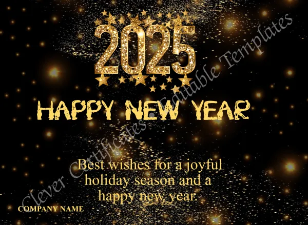 Editable Happy New Year 2025 Business Card