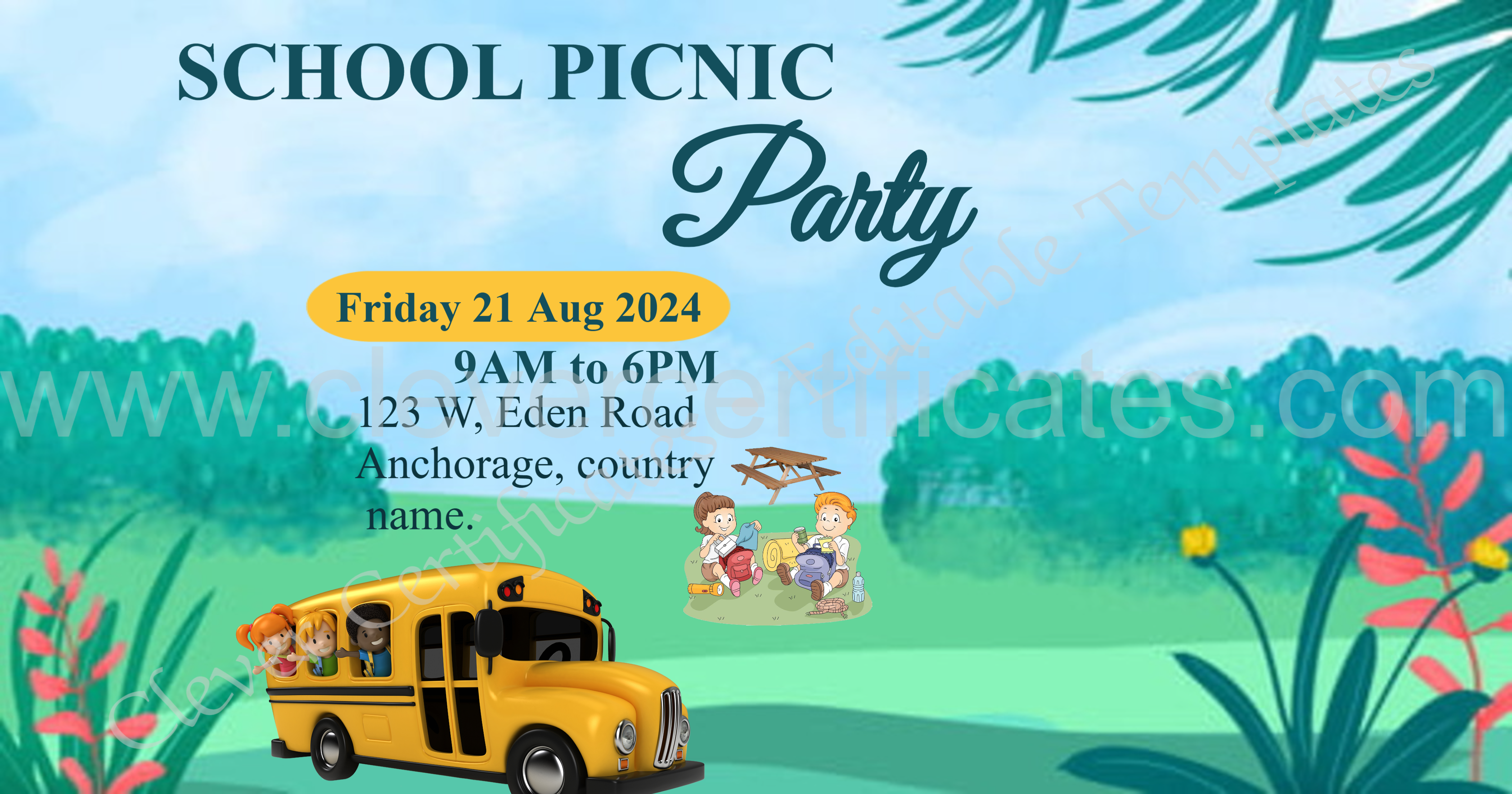 Editable Picnic Facebook Post — Certificate Template Preview