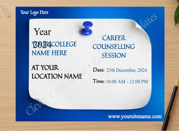 Professional preview of Editable Career Counselling Session certificate on high-quality stationery paper, ideal for showcasing the final look.