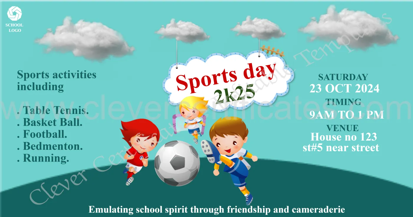 Editable School Sports Day Facebook Post — Certificate Template Preview