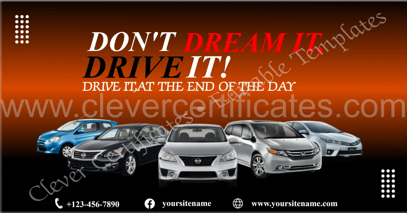 Editable Dream Car Facebook Post — Certificate Template Preview