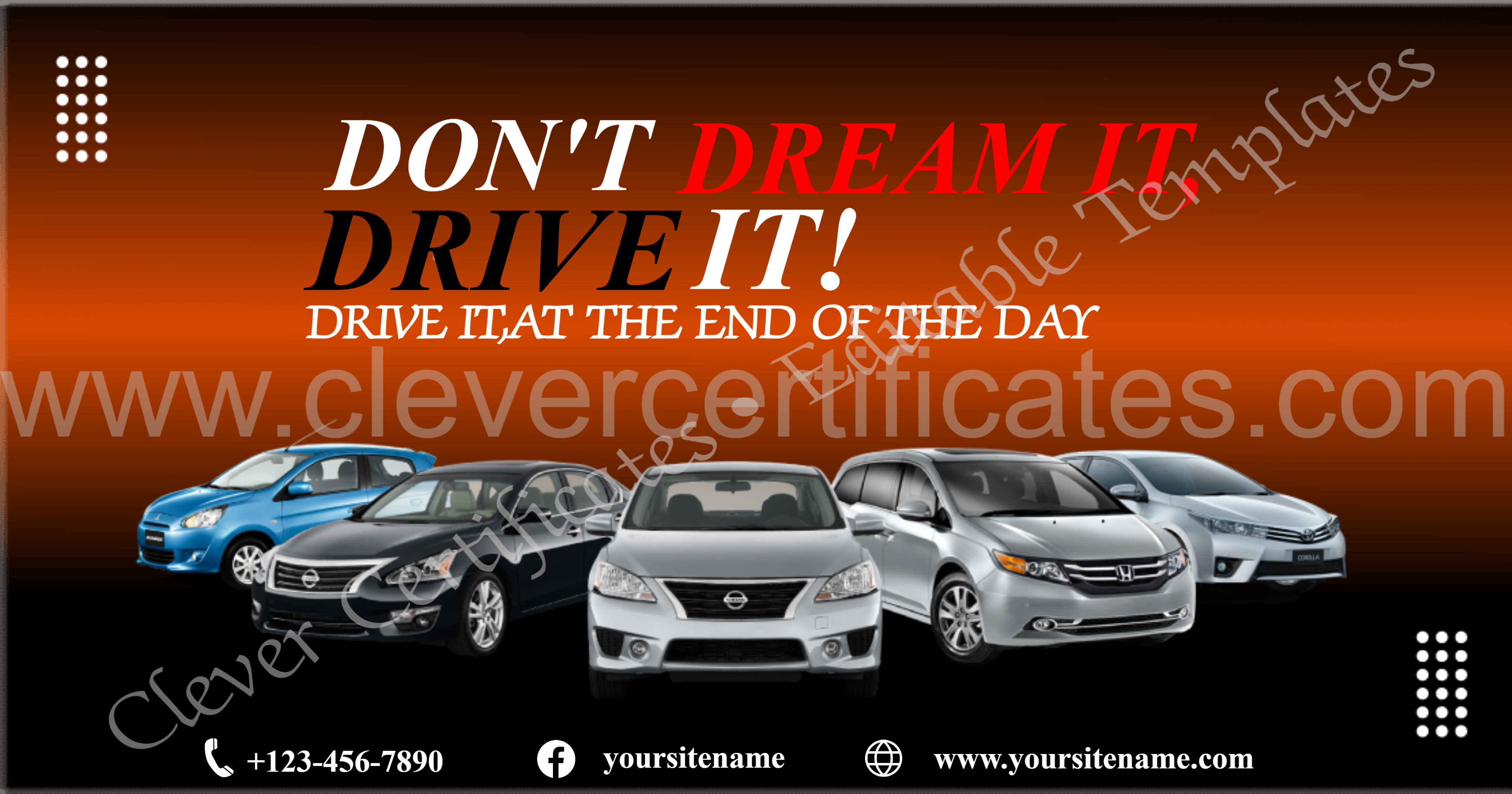 Editable Dream Car Facebook Post — Certificate Template Preview