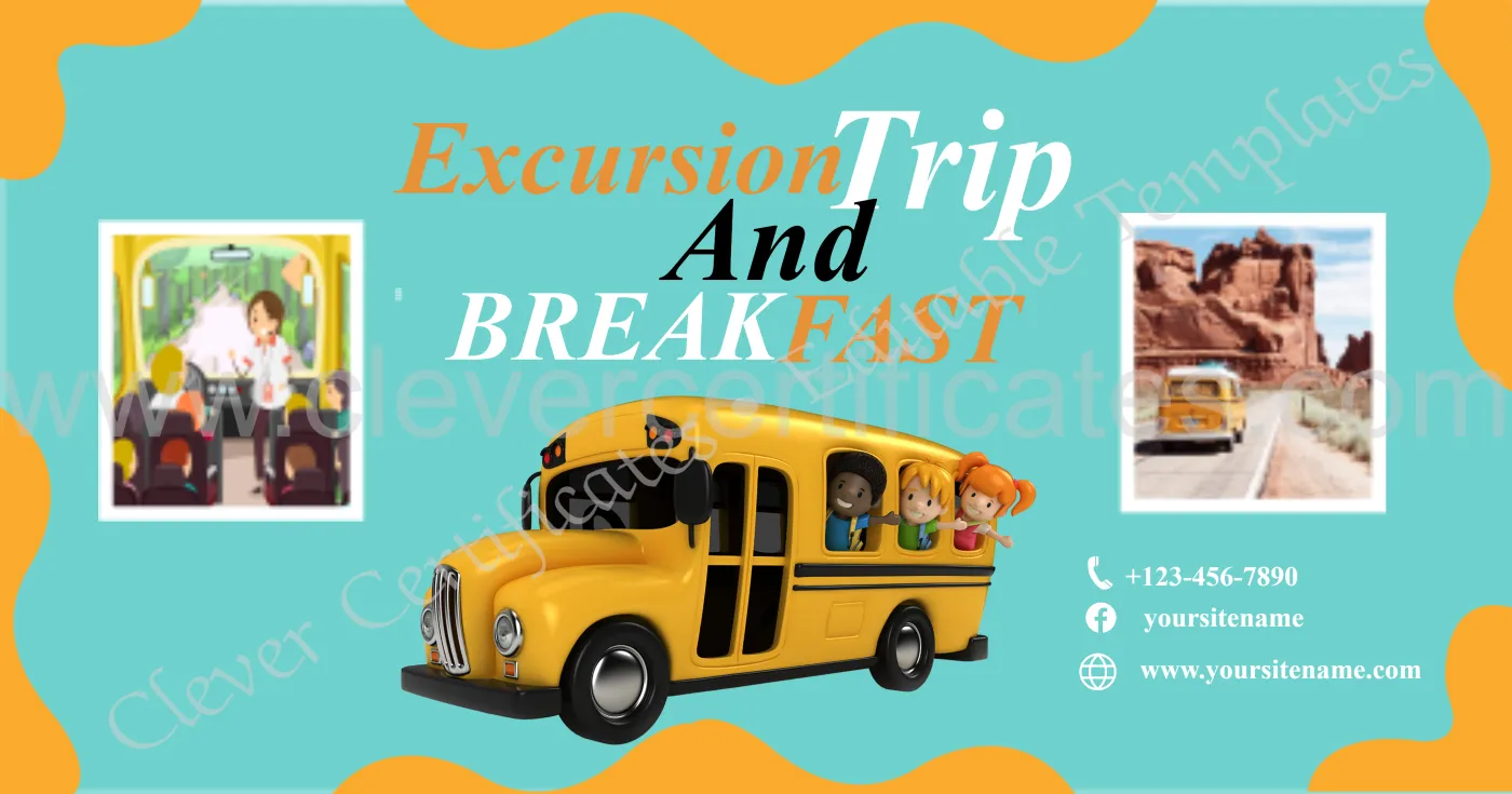 Editable Excursion Trip N Breakfast — Certificate Template Preview