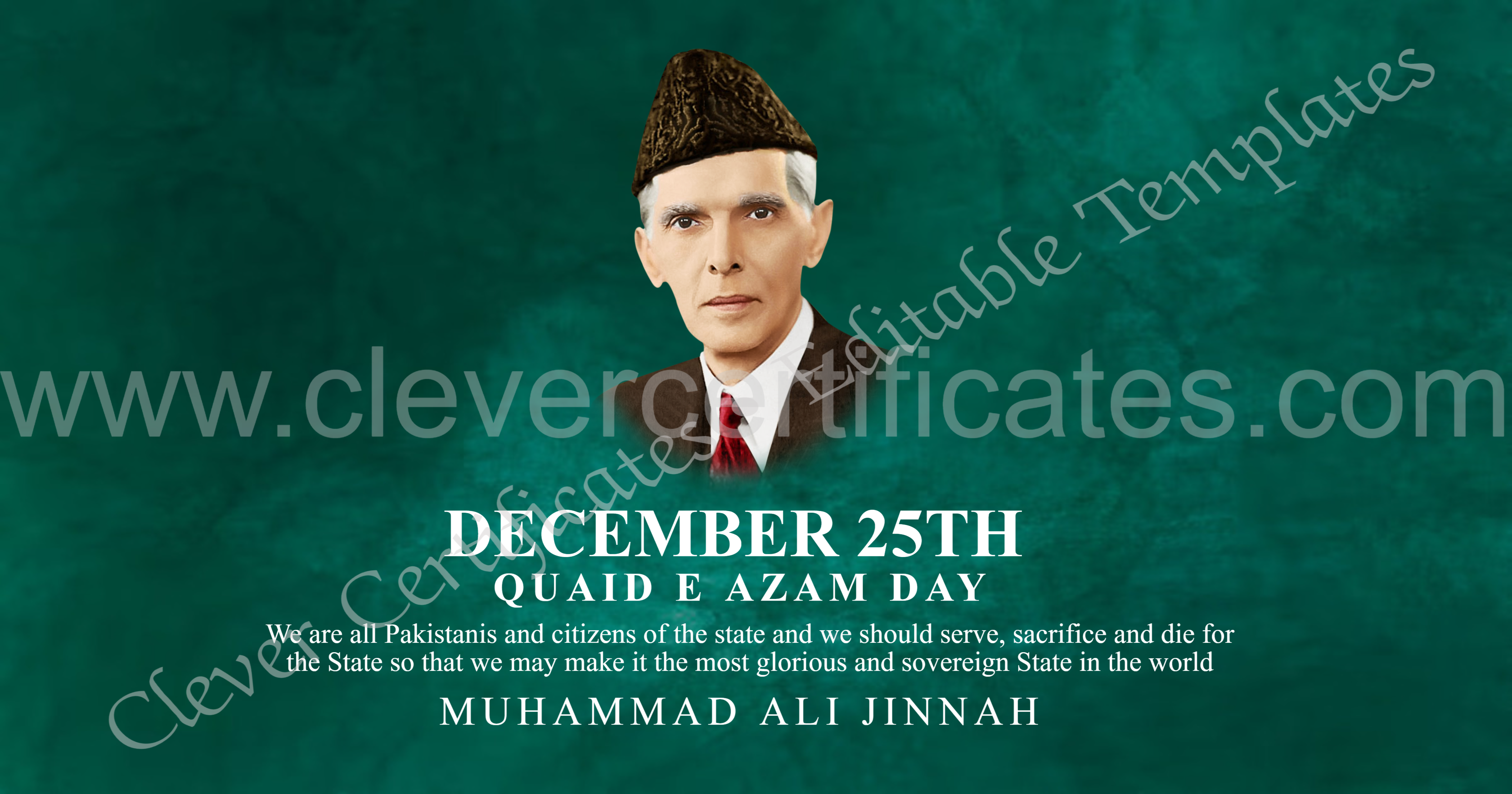 Editable Quaid E Azam Day Post — Certificate Template Preview