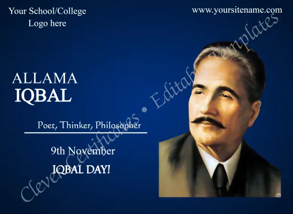 Editable Allama Iqbal Day Facebook Post