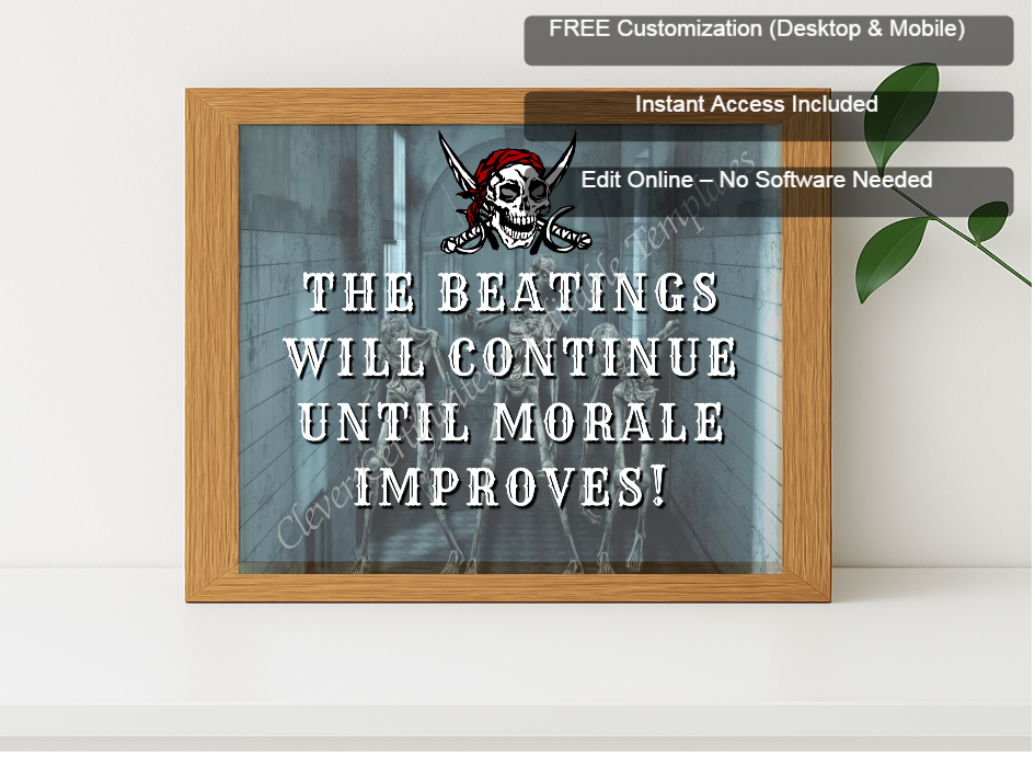 Premium mockup with Free Editor badge stack for The Beatings Will Continue