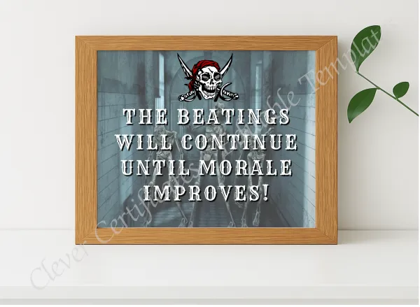 Realistic mockup featuring The Beatings Will Continue displayed within a modern frame, set against a minimalistic background.