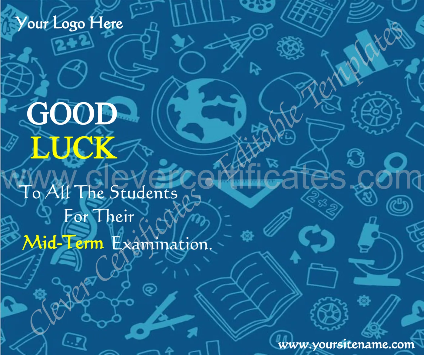 Good Luck For Midterm Examination Facebook Post — Certificate Template Preview