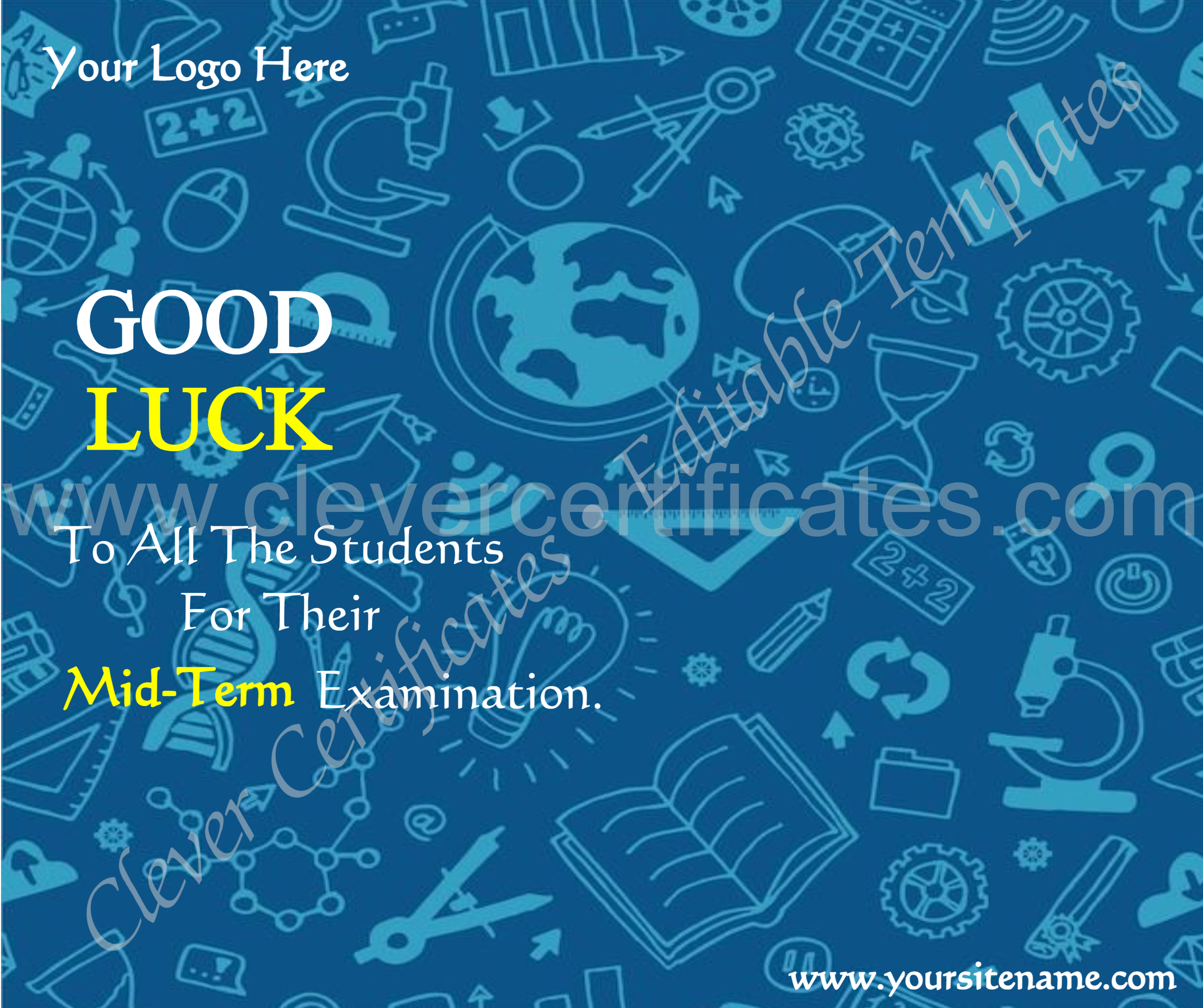 Good Luck For Midterm Examination Facebook Post — Certificate Template Preview