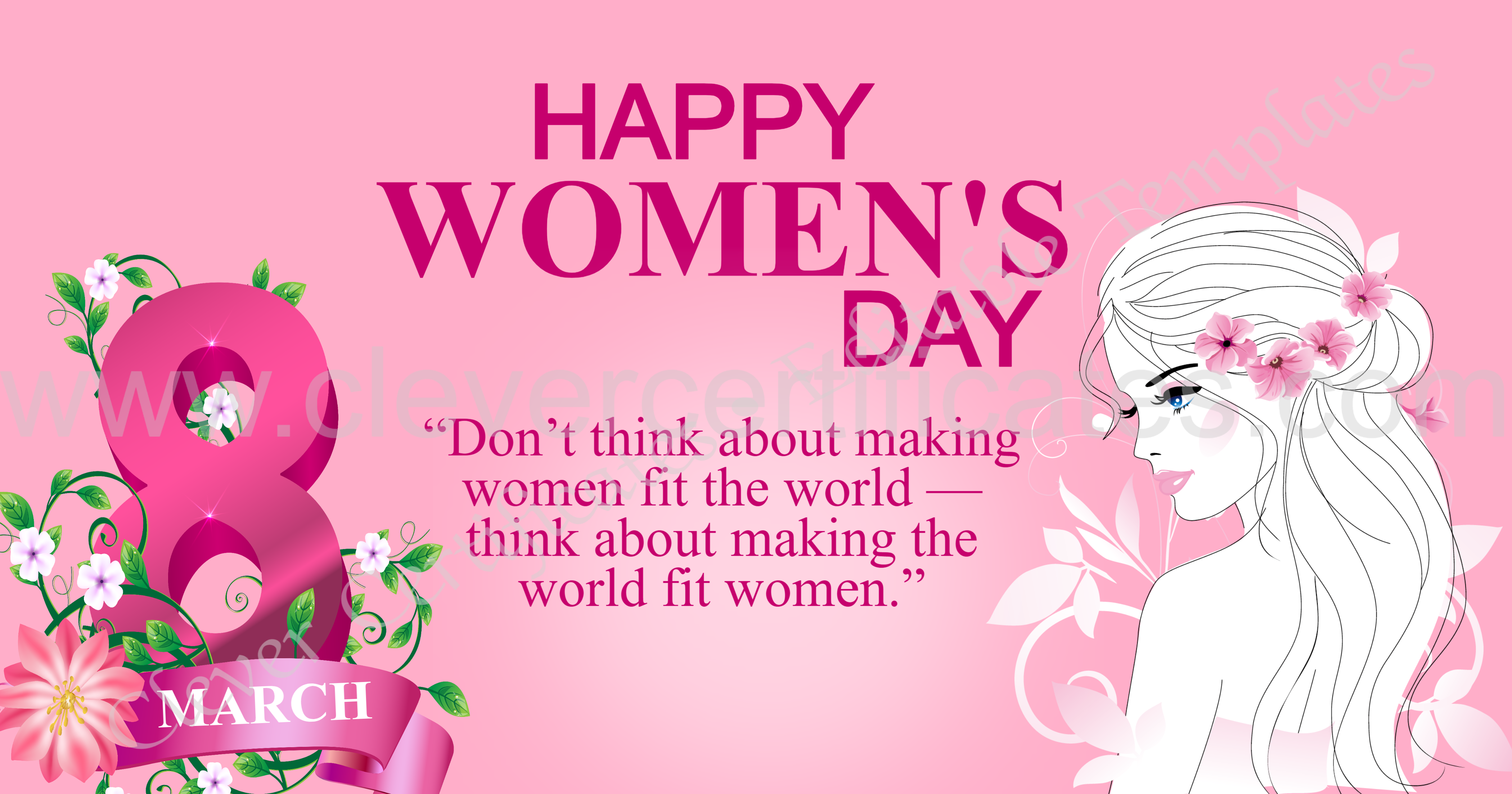 Editable Womens Day Facebook Post — Certificate Template Preview