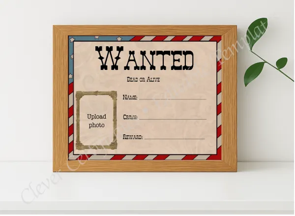 Realistic mockup featuring Wanted Poster displayed within a modern frame, set against a minimalistic background.