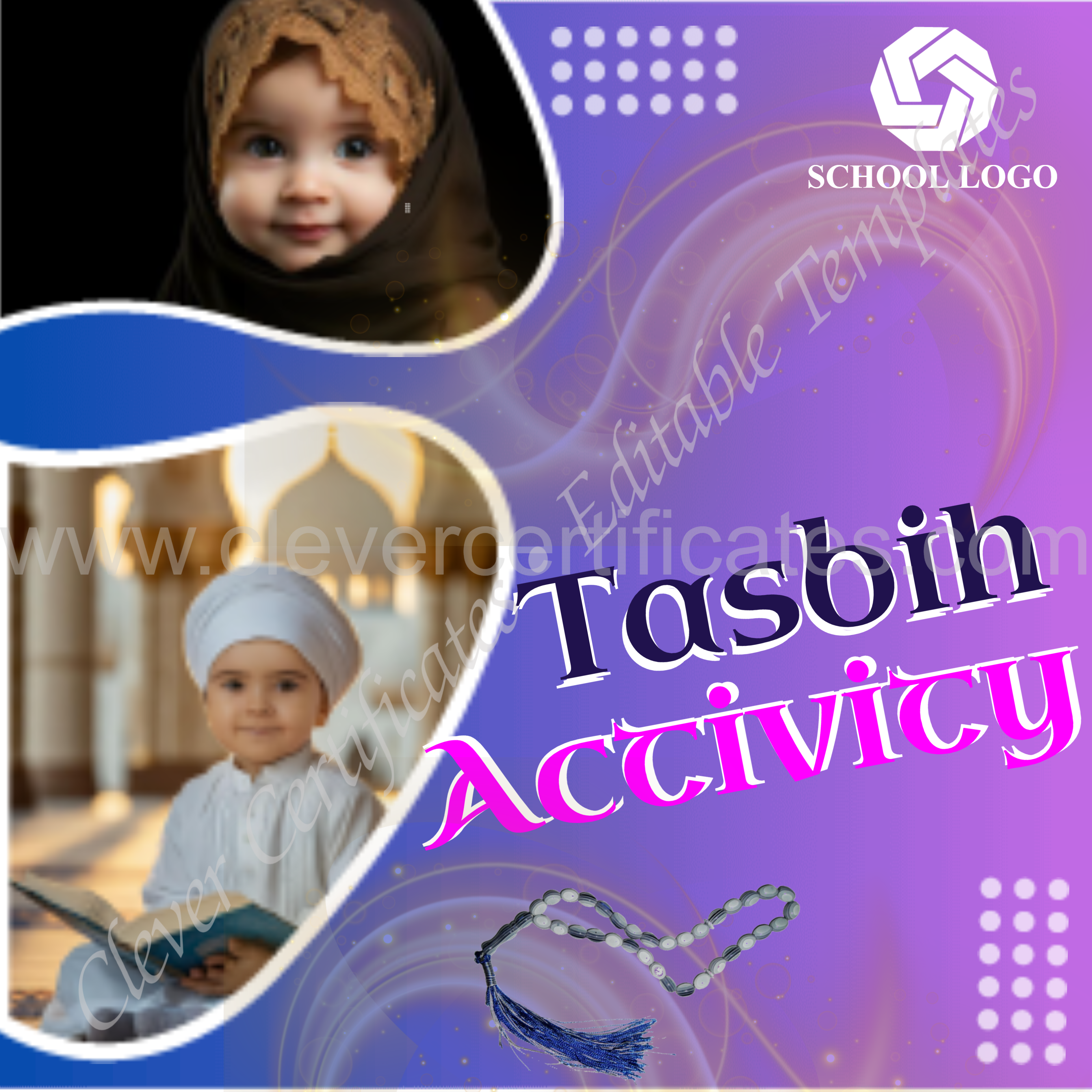 Editable Recitation School Instagram Post — Certificate Template Preview
