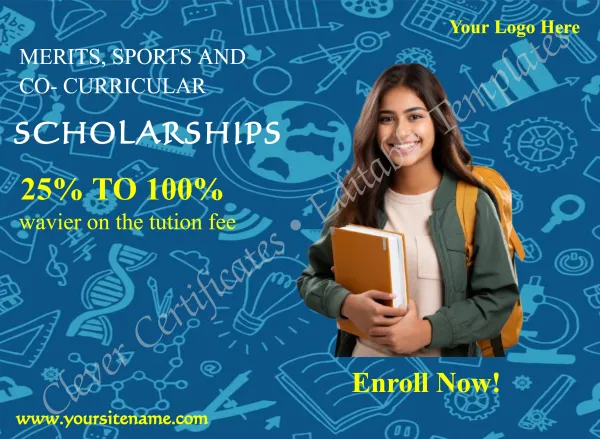 Editable 25 To 100 Percent Scholarships Facebook Post 