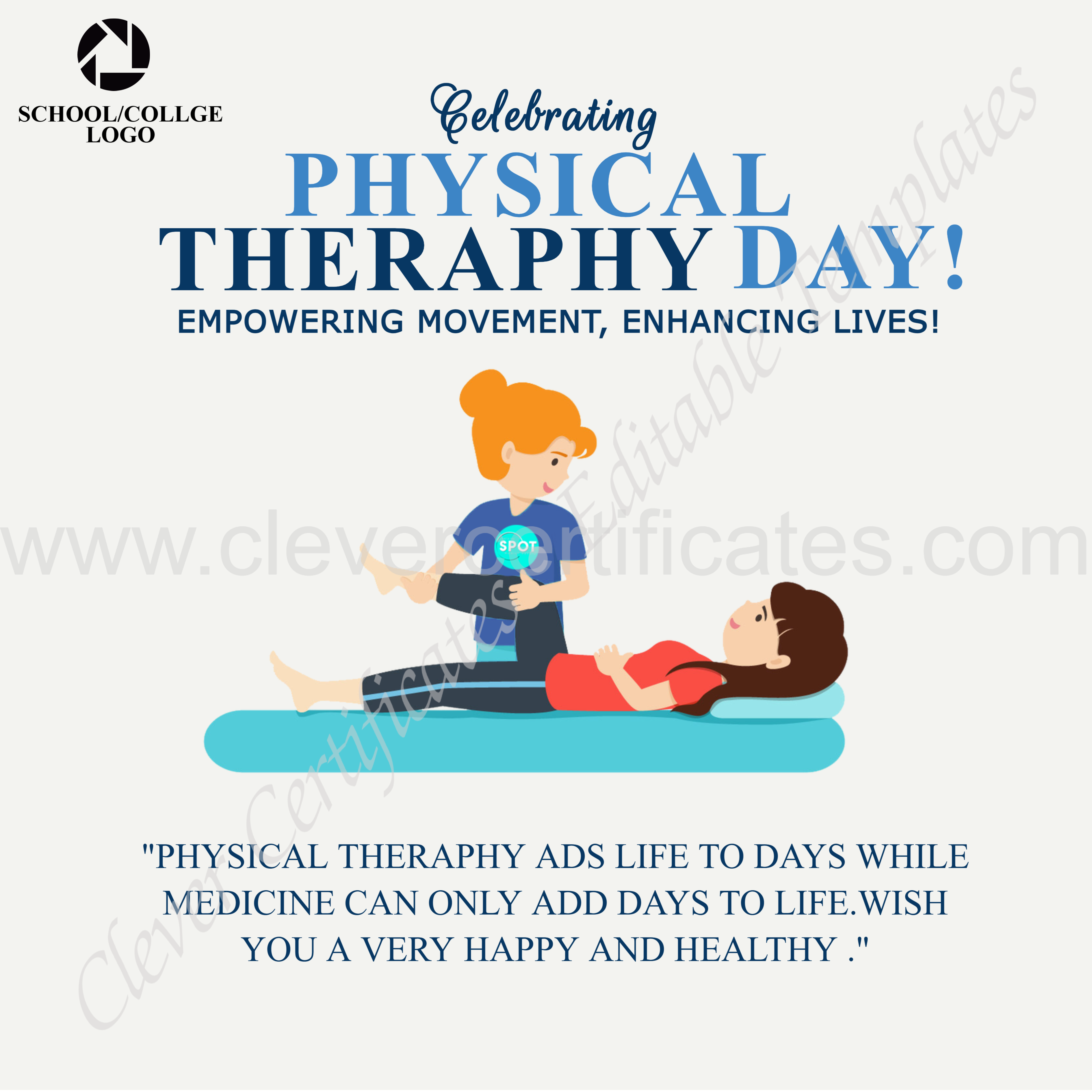 Editalble World Physical Therapy Day Instagram Post  — Certificate Template Preview