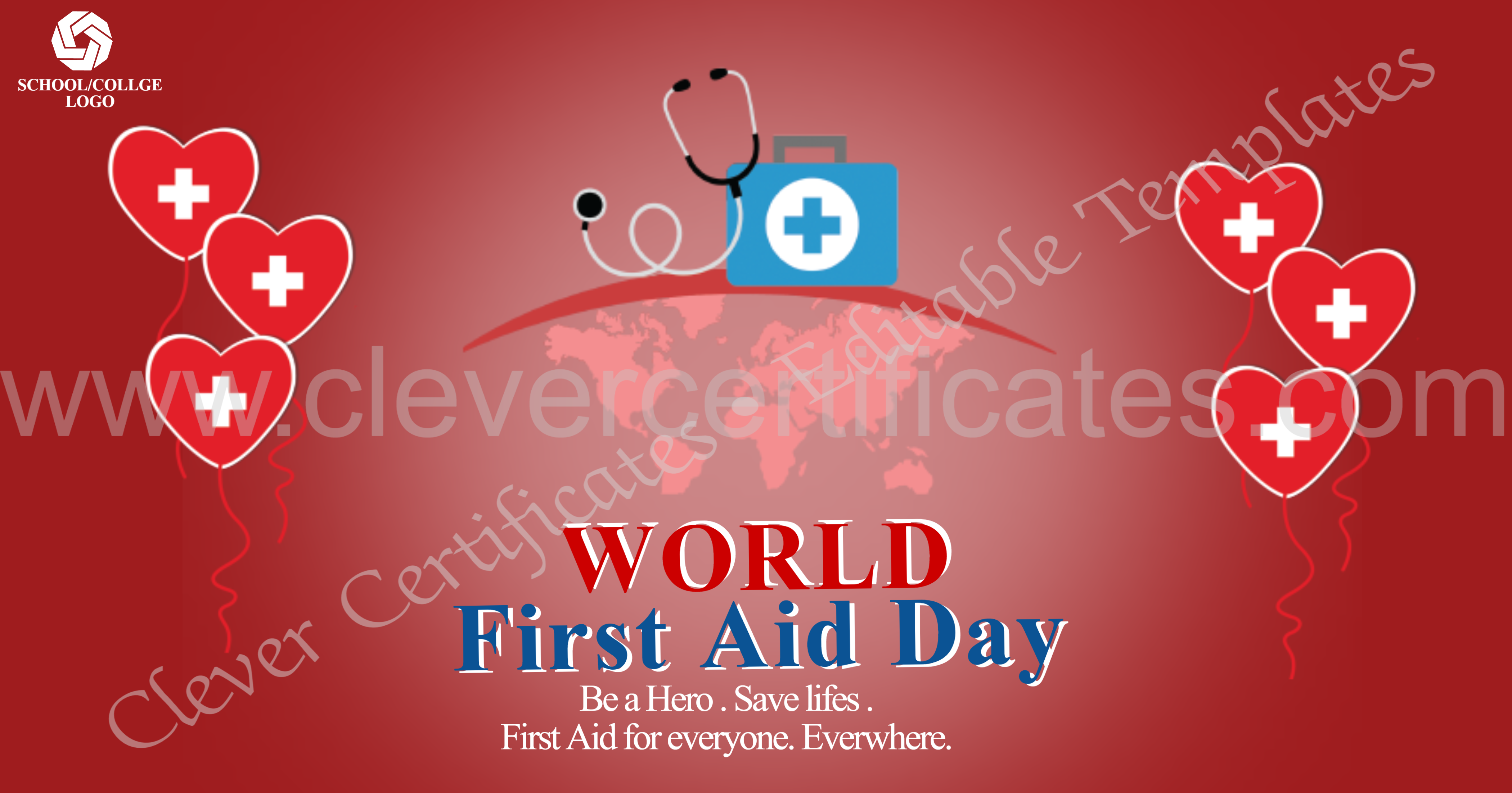 Editable First Aid Day Facebook Post — Certificate Template Preview