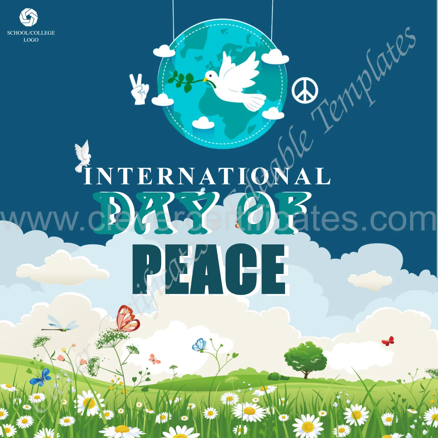 Editable International Day Of Peace Instagram Post — Certificate Template Preview