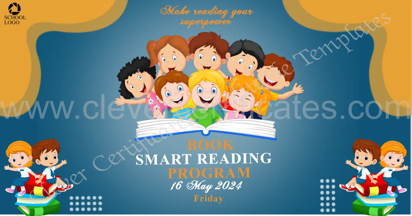 Editable School Book Smart Reading Facebook Post  — Certificate Template Preview