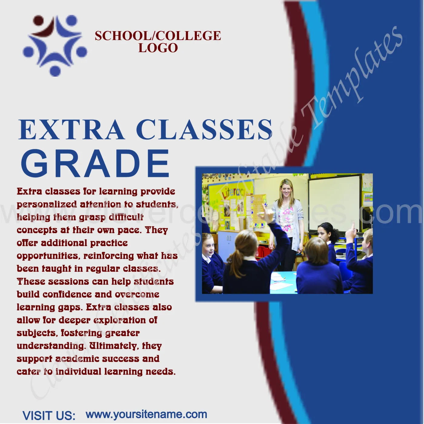 Editable Extra Learning Support Classes Instagram Post — Certificate Template Preview
