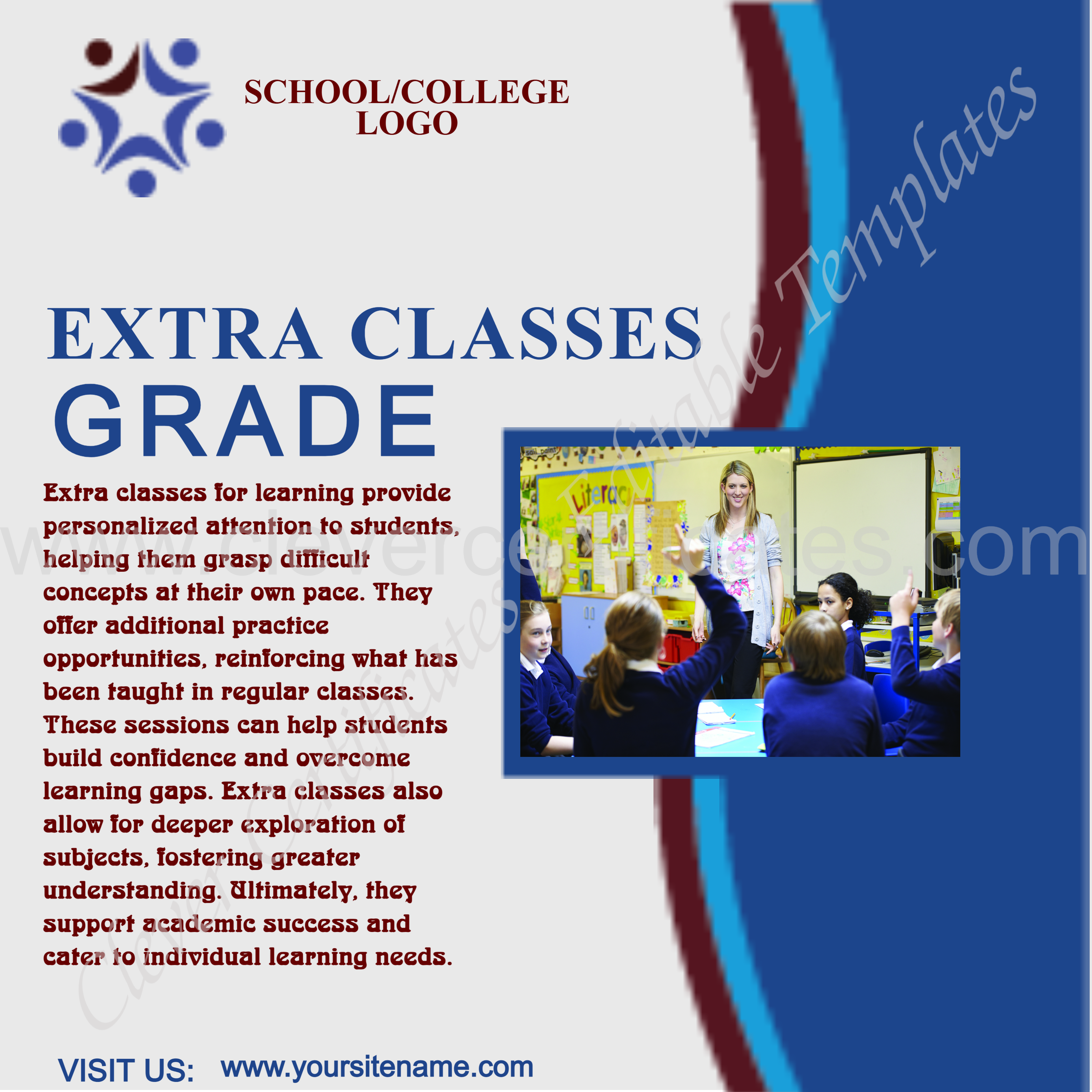 Editable Extra Learning Support Classes Instagram Post — Certificate Template Preview