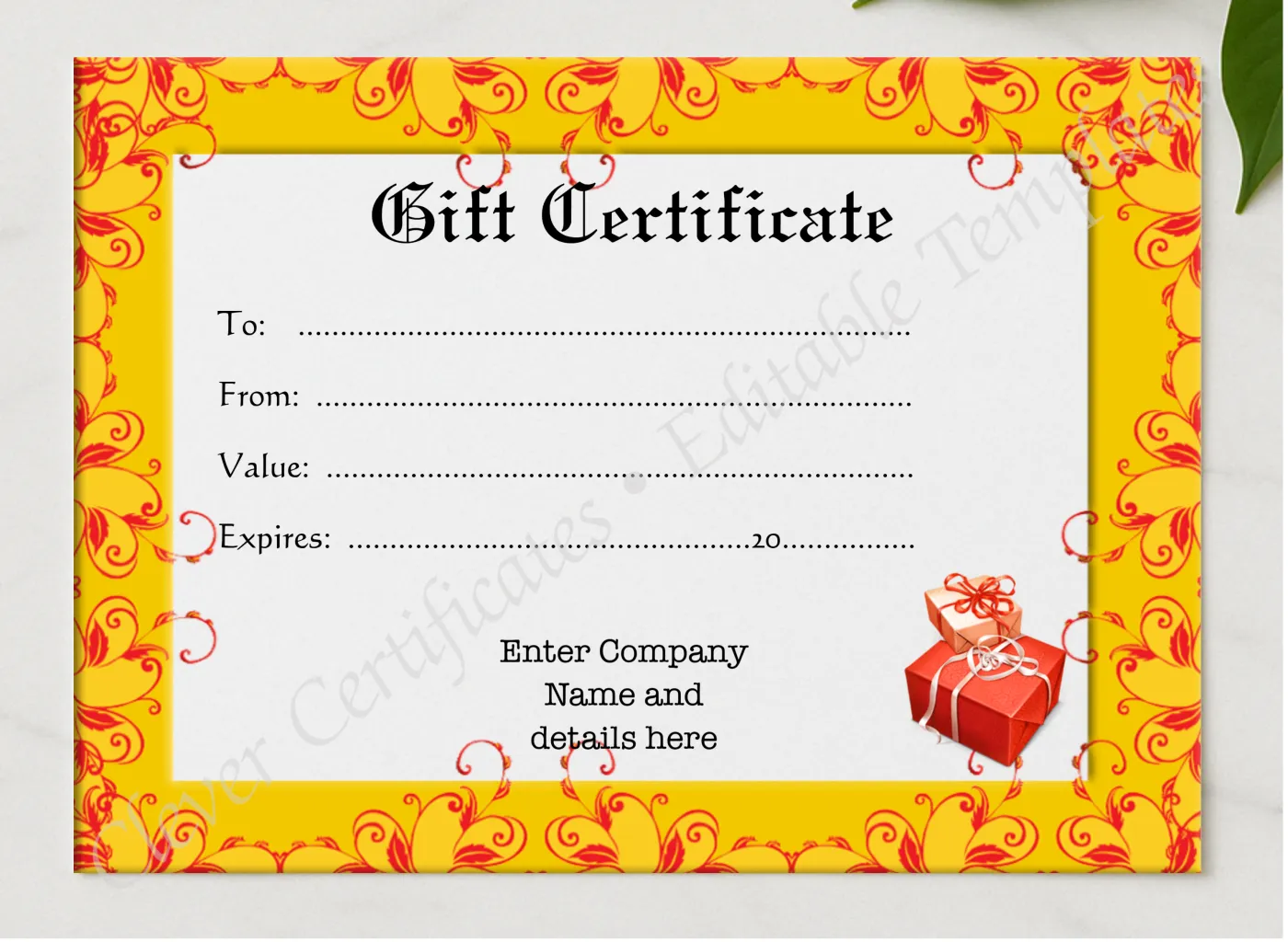 Gift Voucher Hand Written presented in a sleek wooden frame, elegantly arranged on a stylish table.