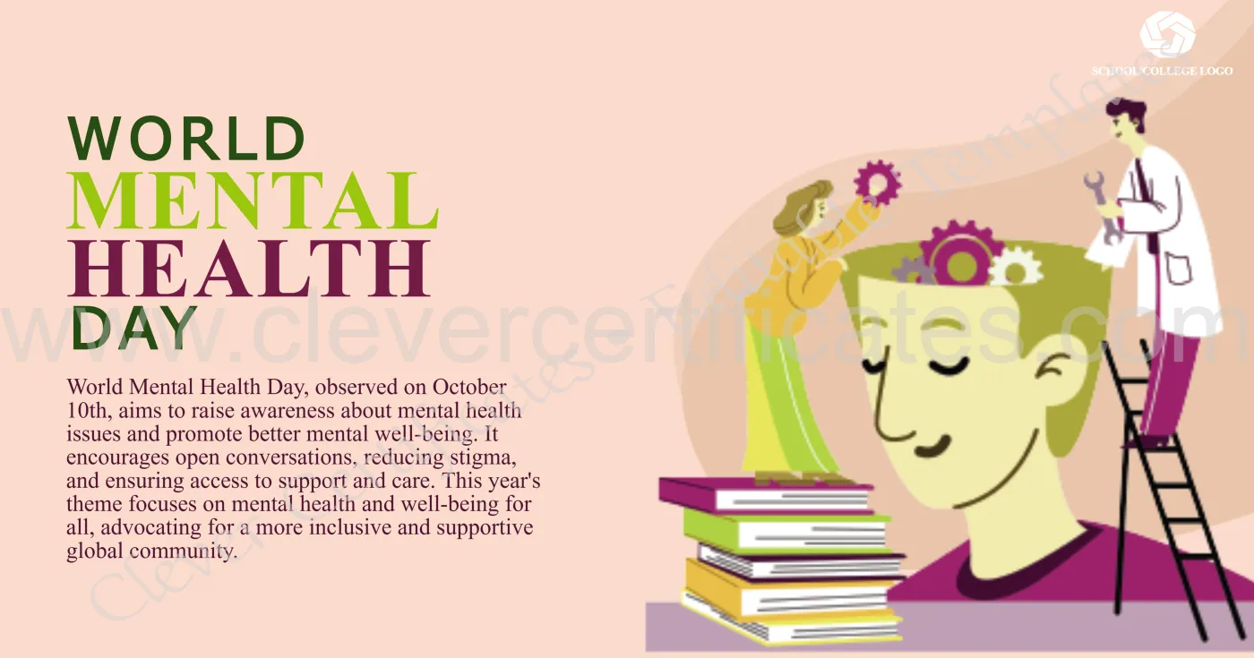 Editable World Mental Health Day Facebook Post — Certificate Template Preview