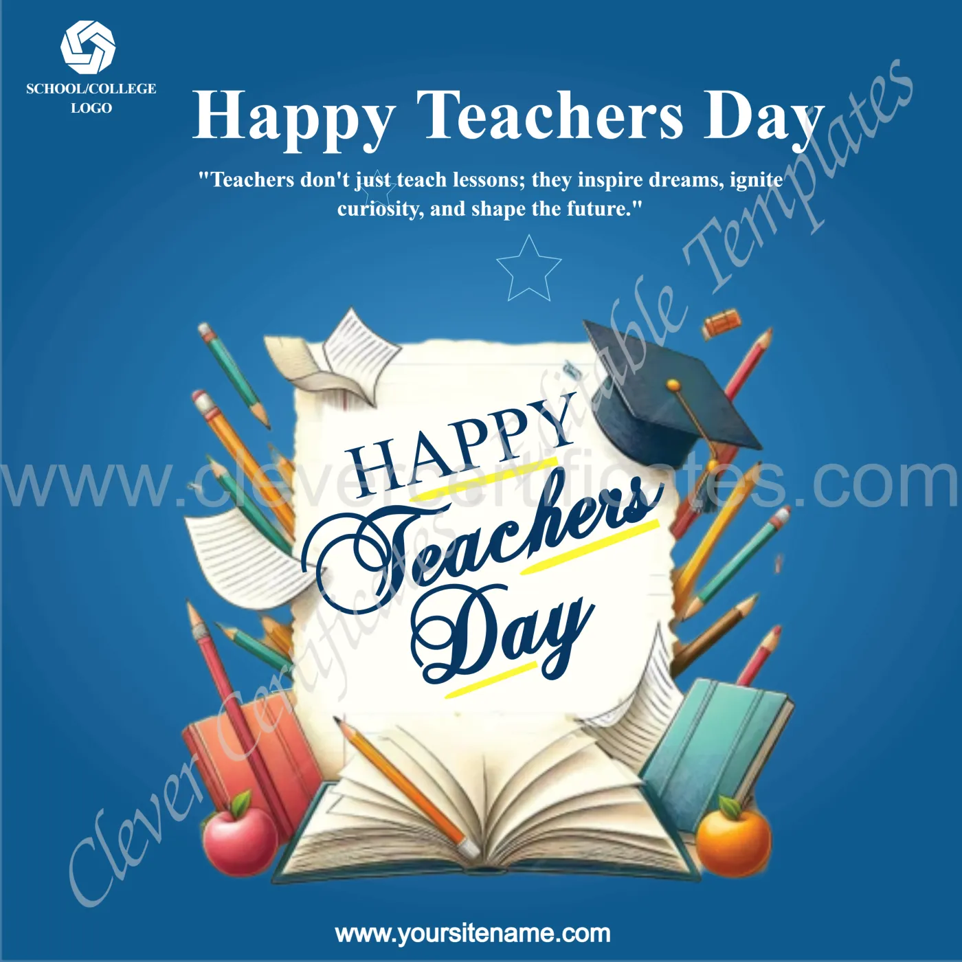 Editable Teachrs Day Instagram Post — Certificate Template Preview