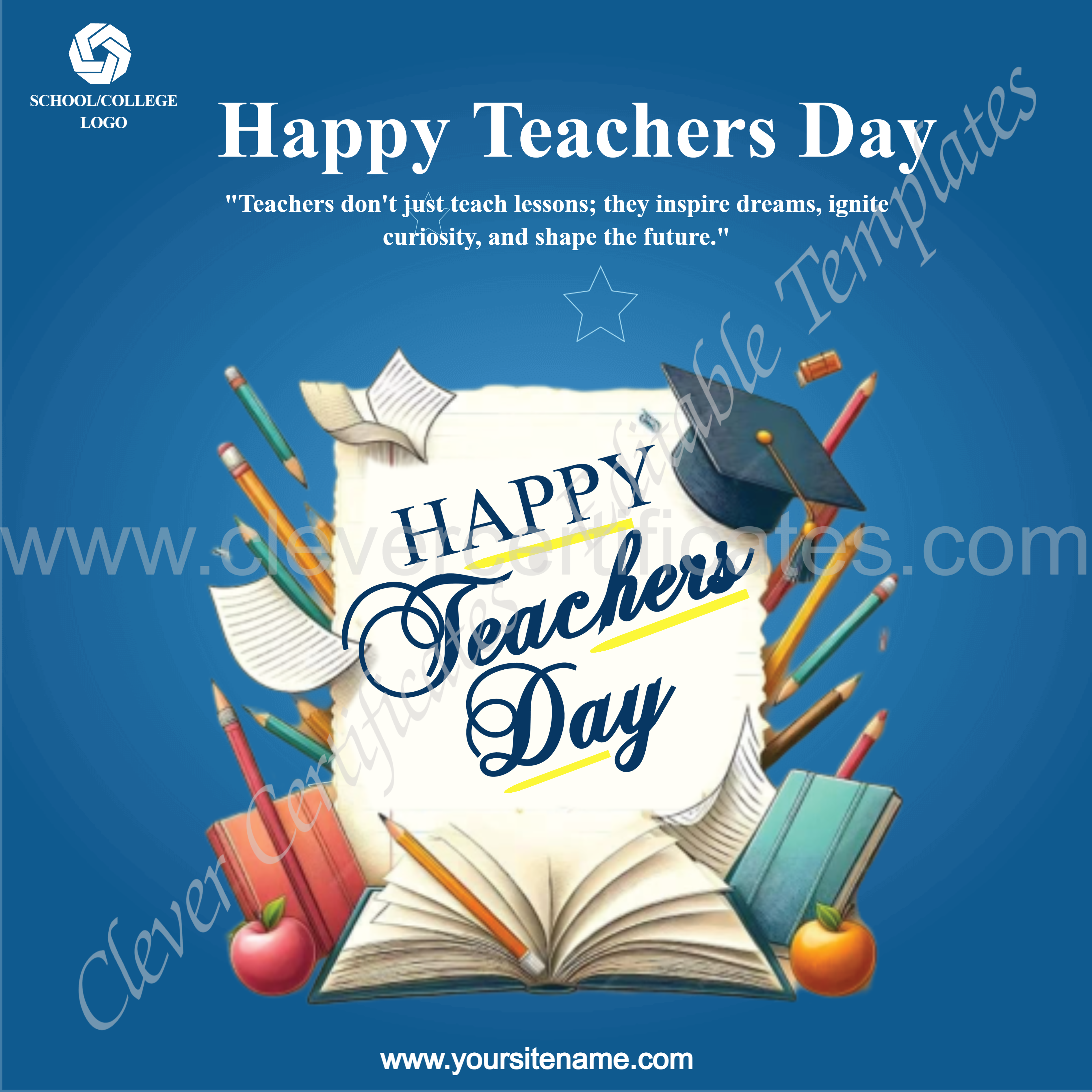 Editable Teachrs Day Instagram Post — Certificate Template Preview
