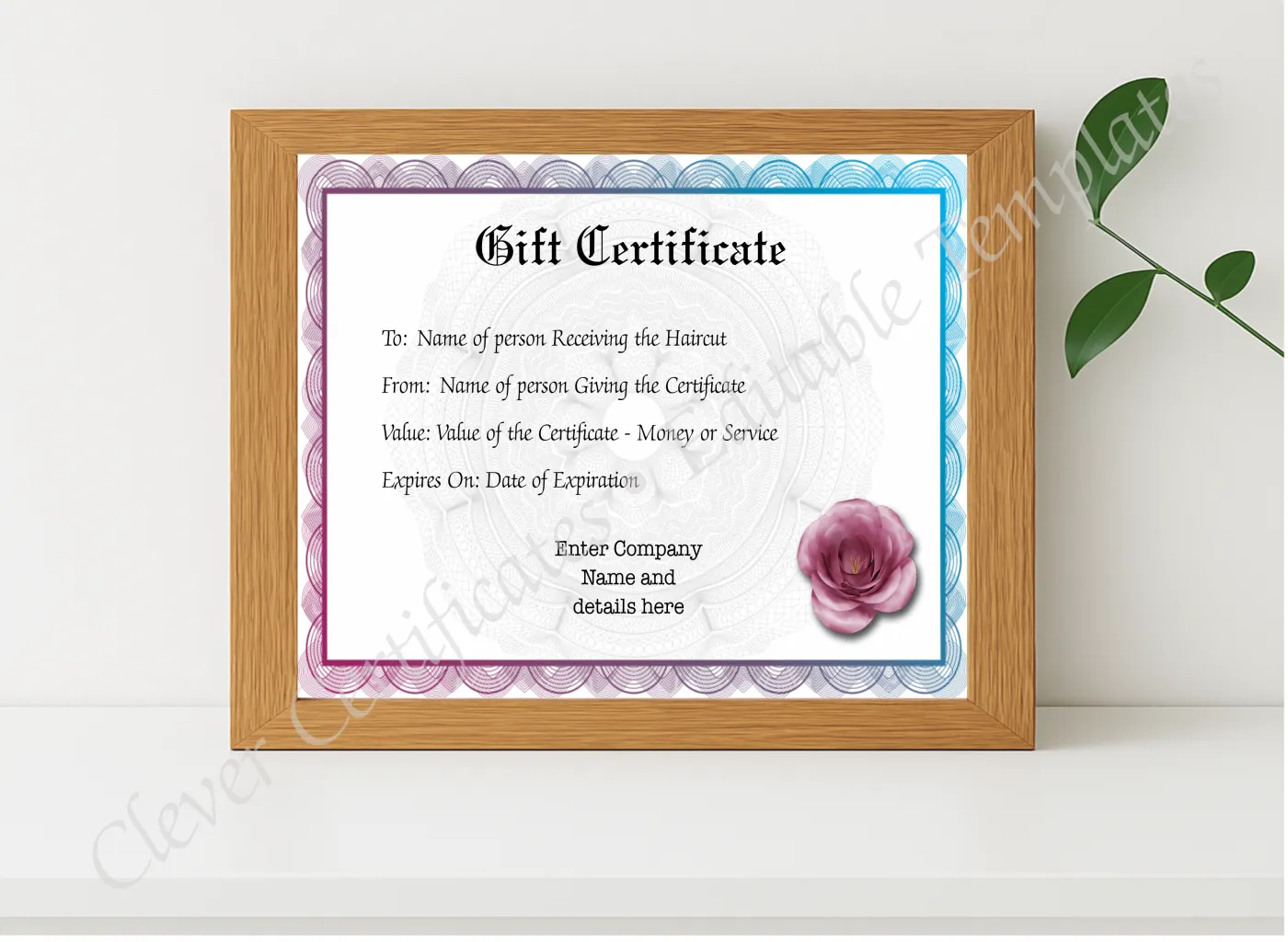 Realistic mockup featuring Gift Voucher Typed displayed within a modern frame, set against a minimalistic background.
