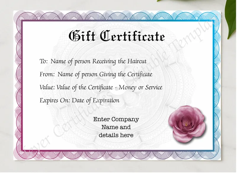 Gift Voucher Typed presented in a sleek wooden frame, elegantly arranged on a stylish table.