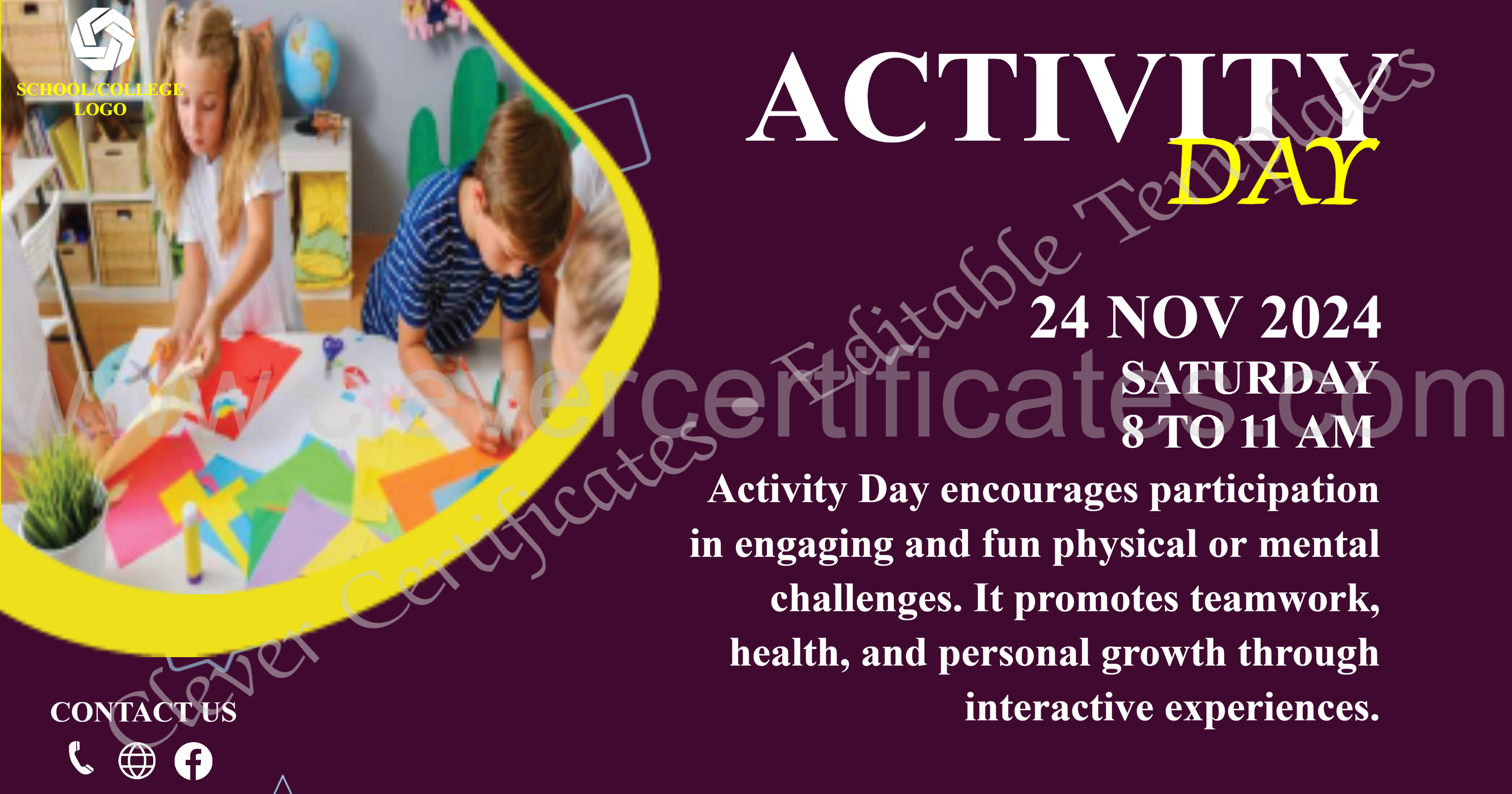 Esitable Activity Day facebook Post  — Certificate Template Preview