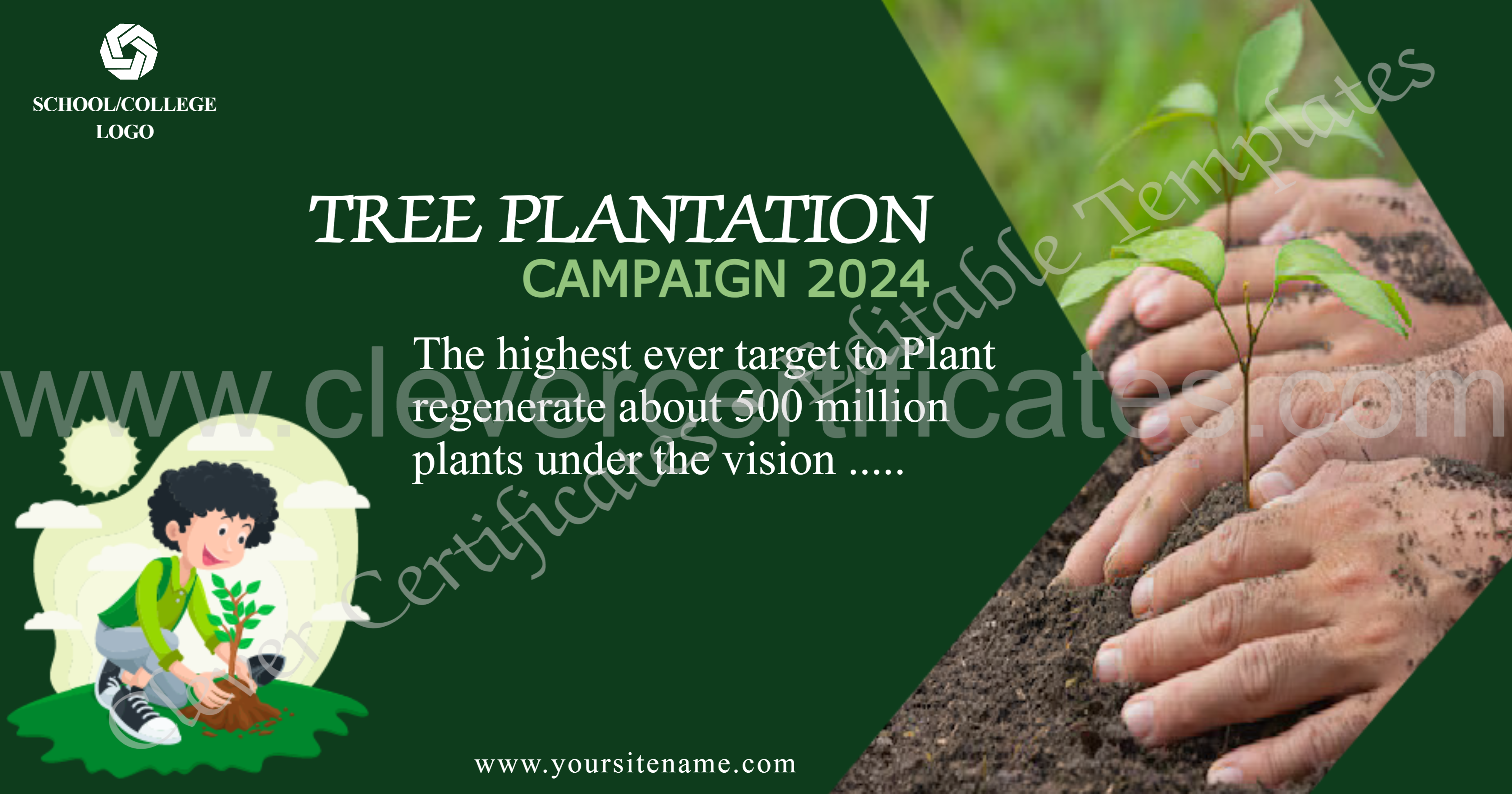Editable Tree Plantation Facebook Post — Certificate Template Preview