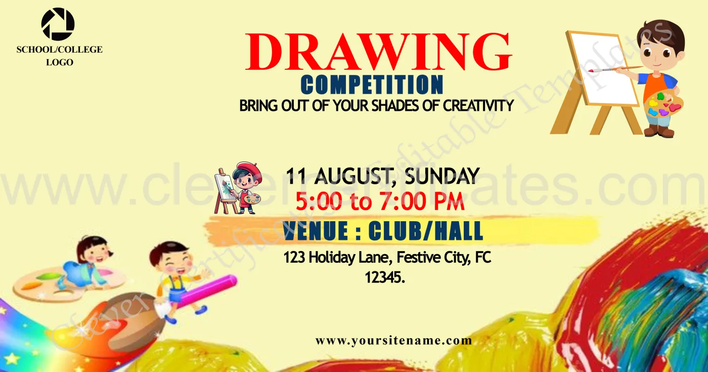 Editble Drawing Competition Day Facebook Post — Certificate Template Preview