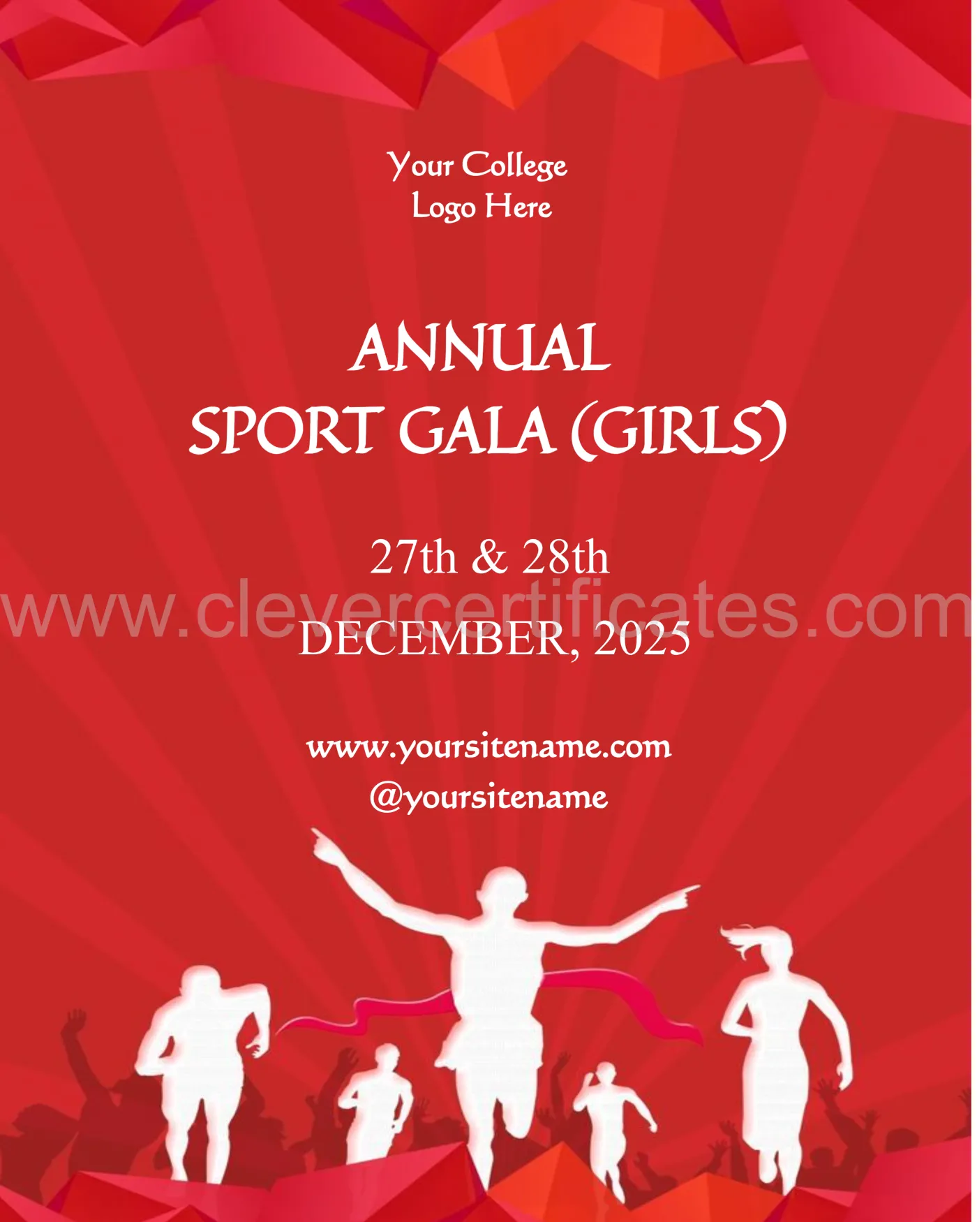 Editable Annual Sport Gala Girls 2025 Instagram Post — Certificate Template Preview
