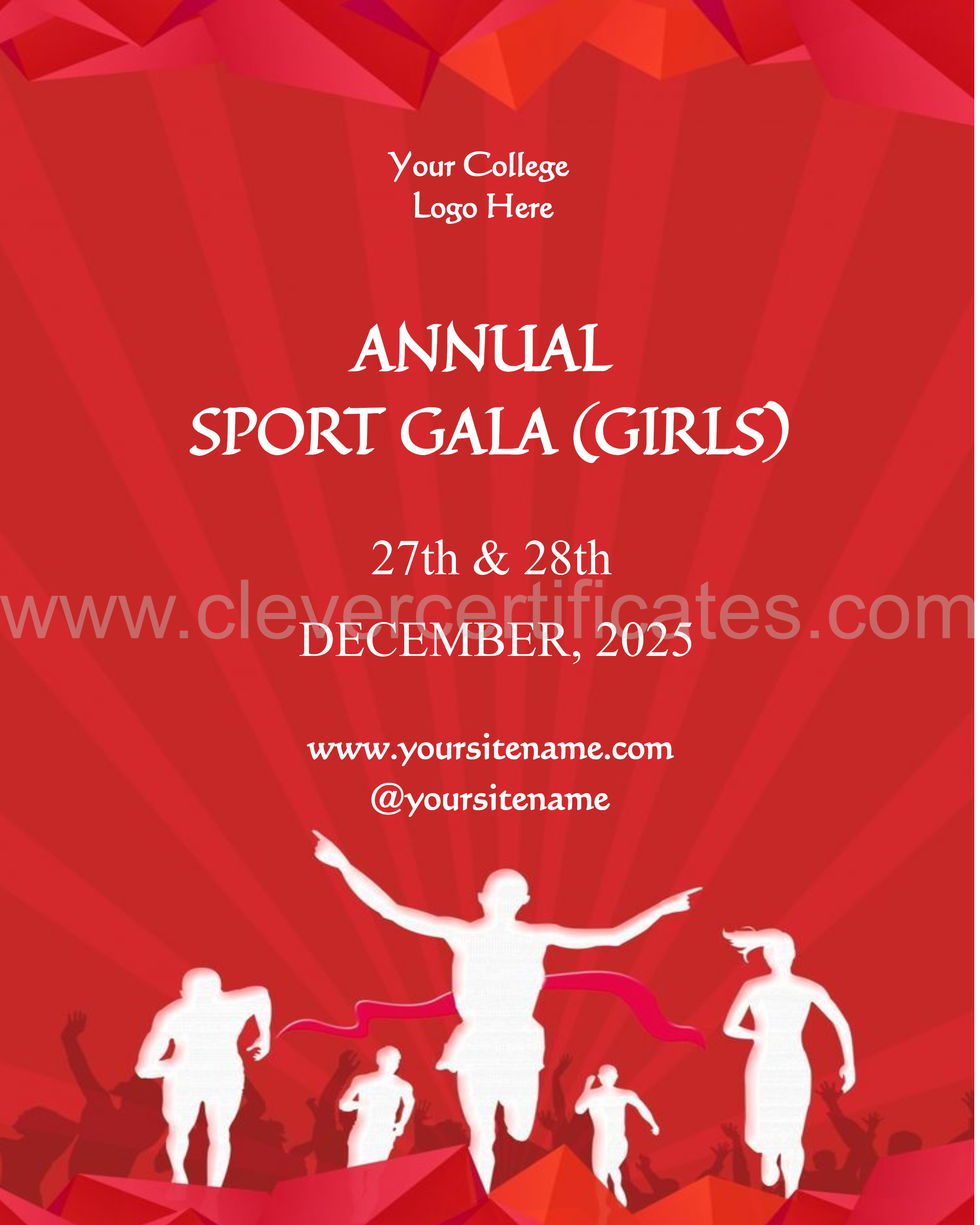 Editable Annual Sport Gala Girls 2025 Instagram Post — Certificate Template Preview