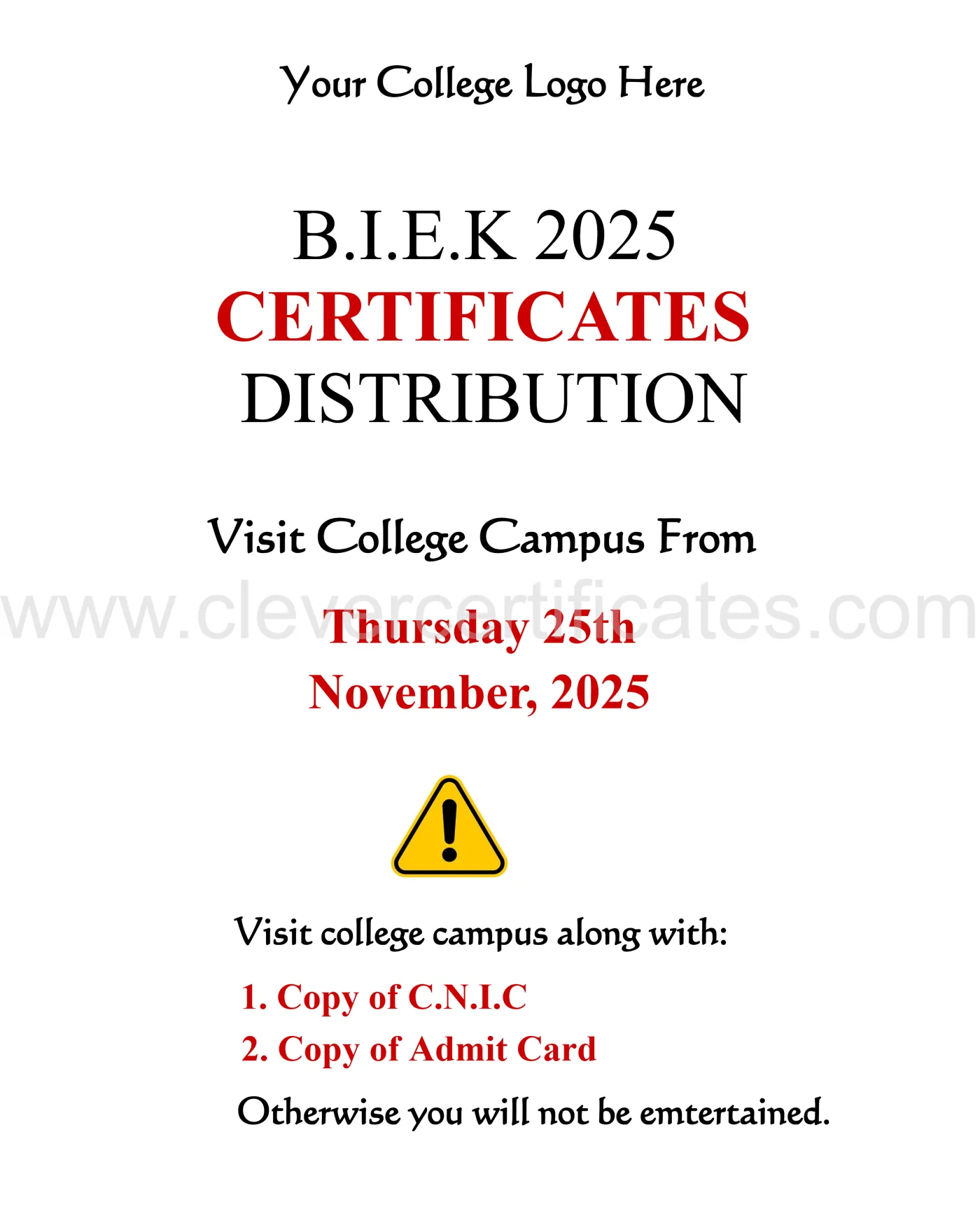 Editable BIEK 2025 Certificates Distribution Instagram Post — Certificate Template Preview