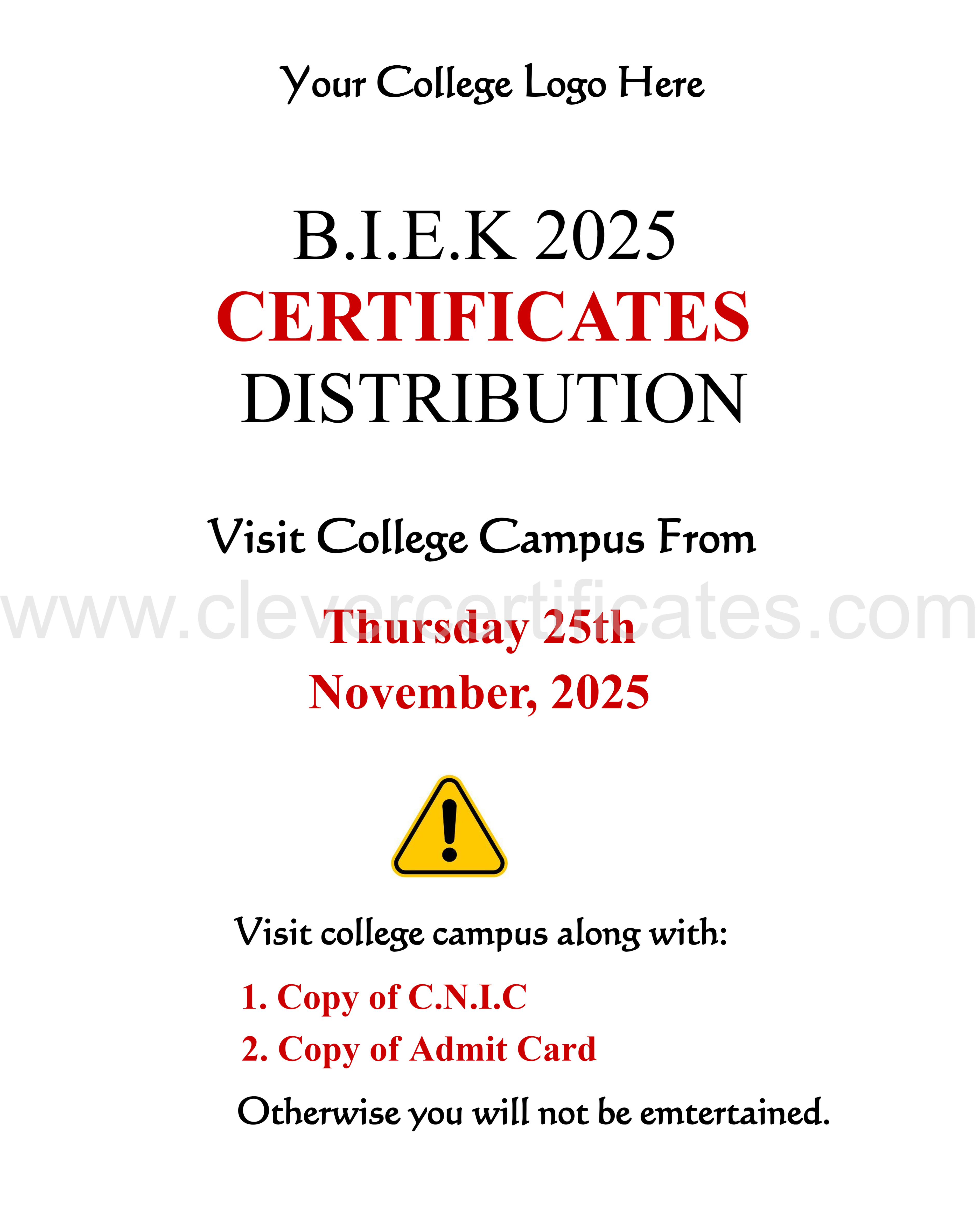 Editable BIEK 2025 Certificates Distribution Instagram Post — Certificate Template Preview