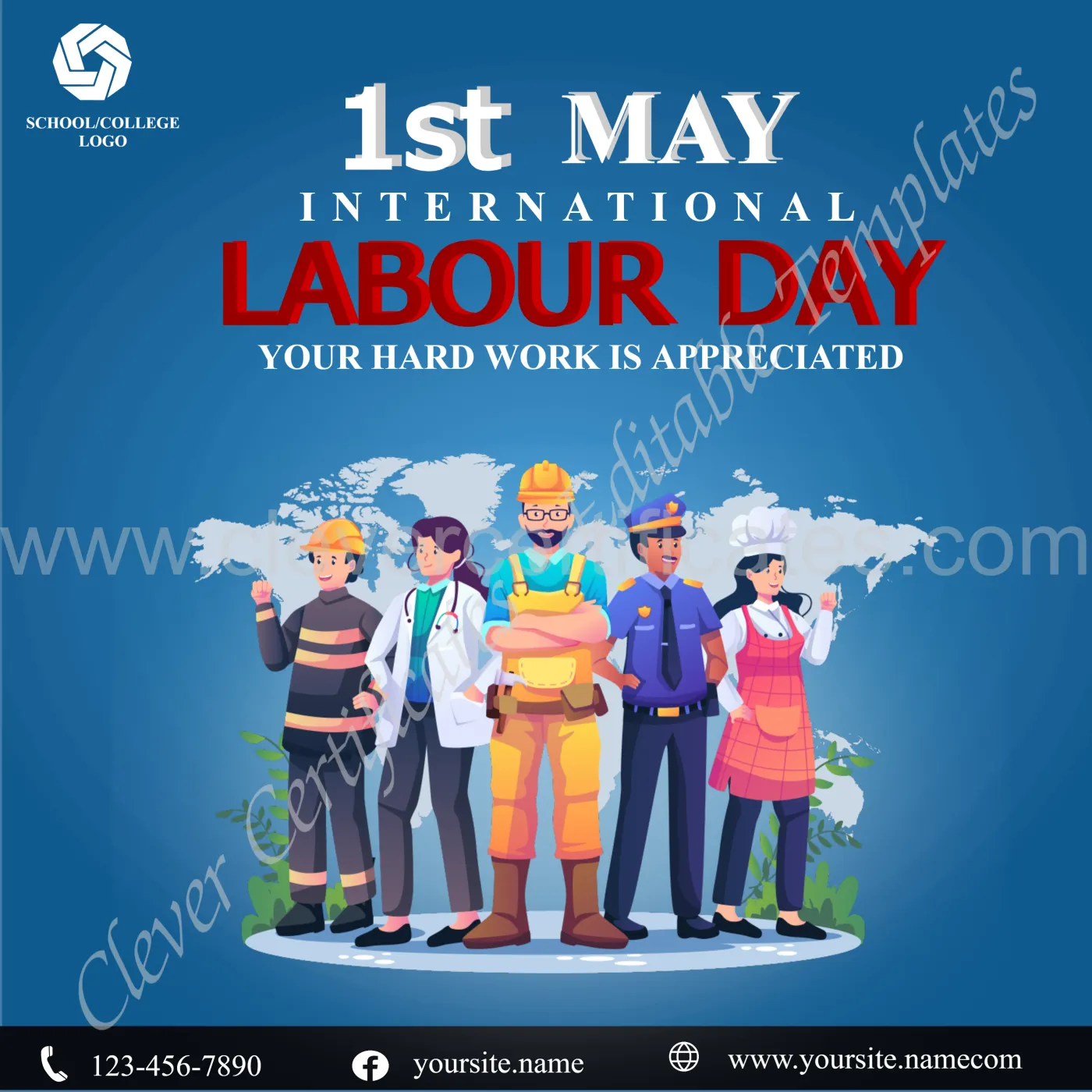 Editable Labour Day Instagram Post — Certificate Template Preview