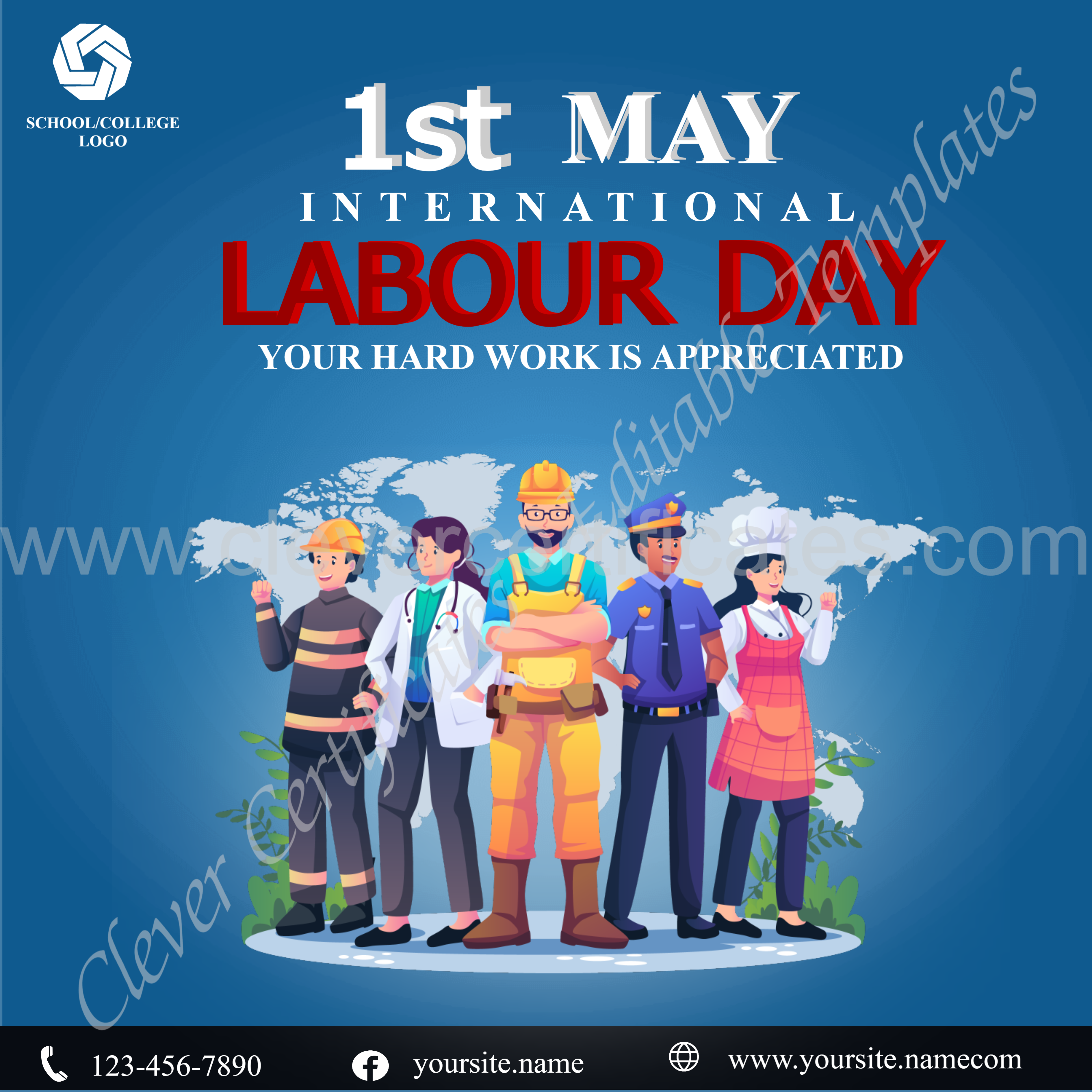Editable Labour Day Instagram Post — Certificate Template Preview