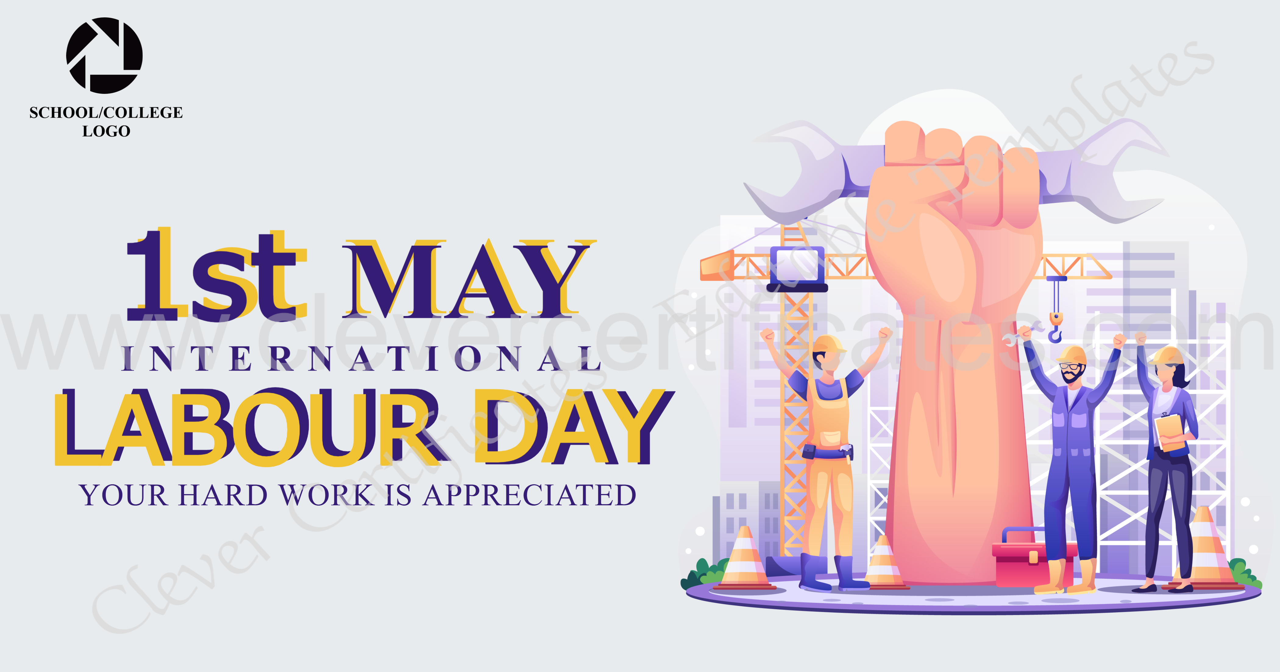 Editable International Labour Day Facebook Post — Certificate Template Preview