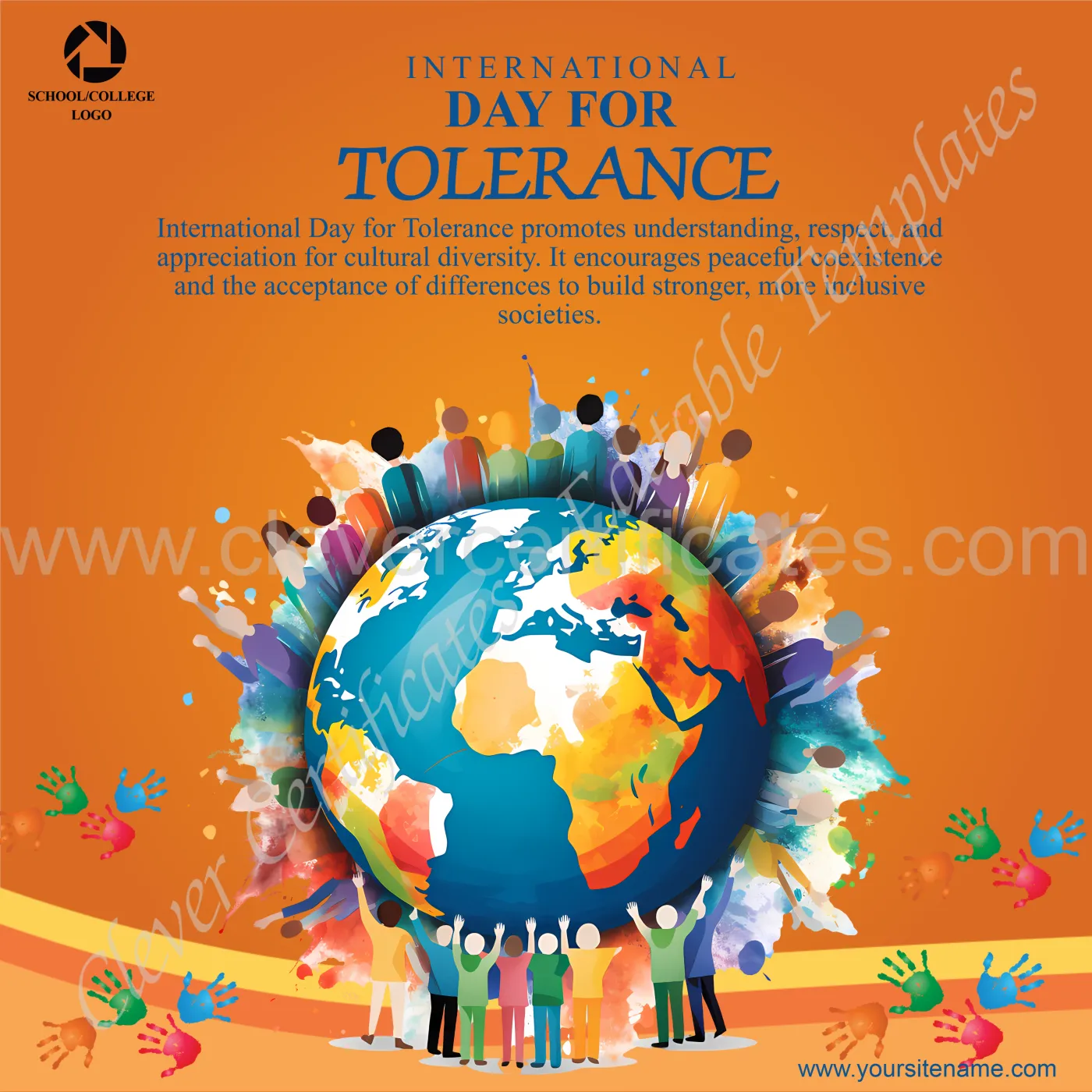 Editable International Day For Tolerance Instagram Post — Certificate Template Preview