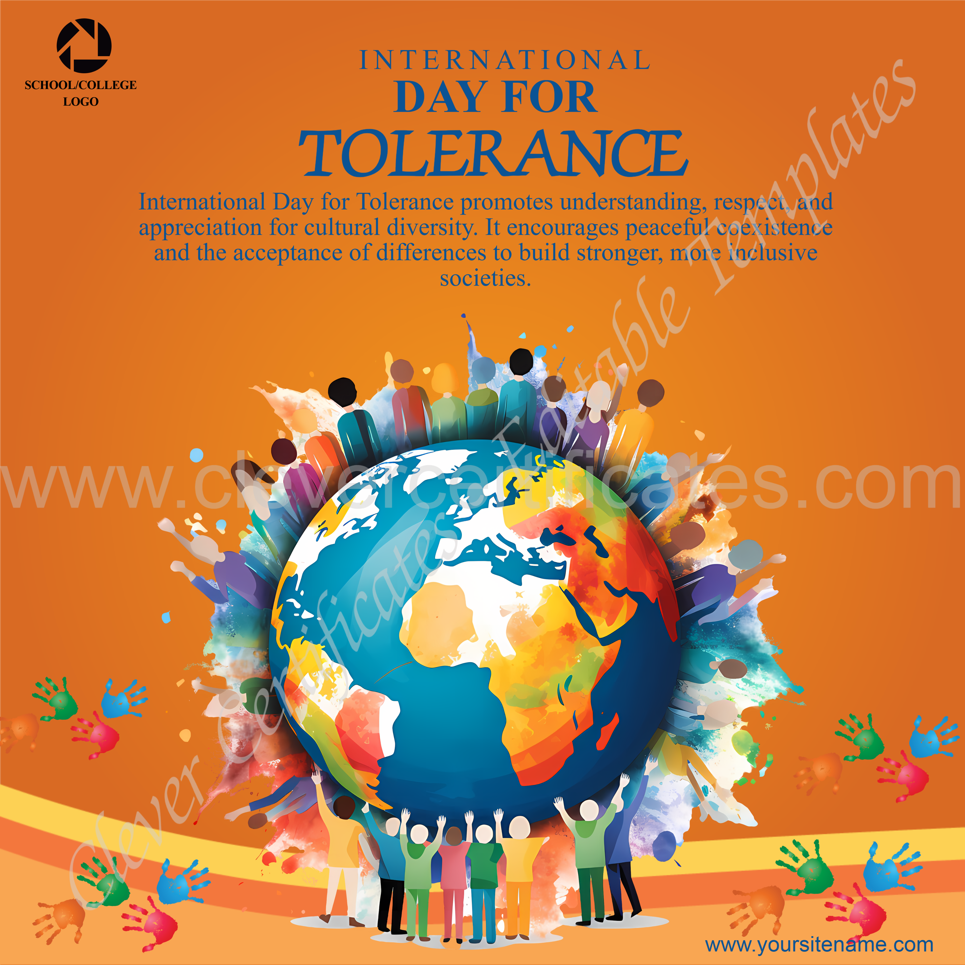 Editable International Day For Tolerance Instagram Post — Certificate Template Preview