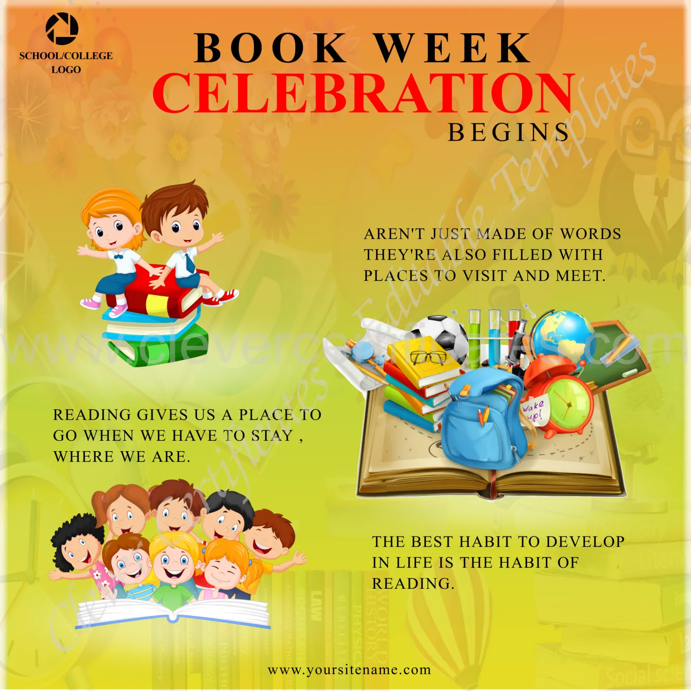 Editable Book Week Celebration Instagram Post — Certificate Template Preview