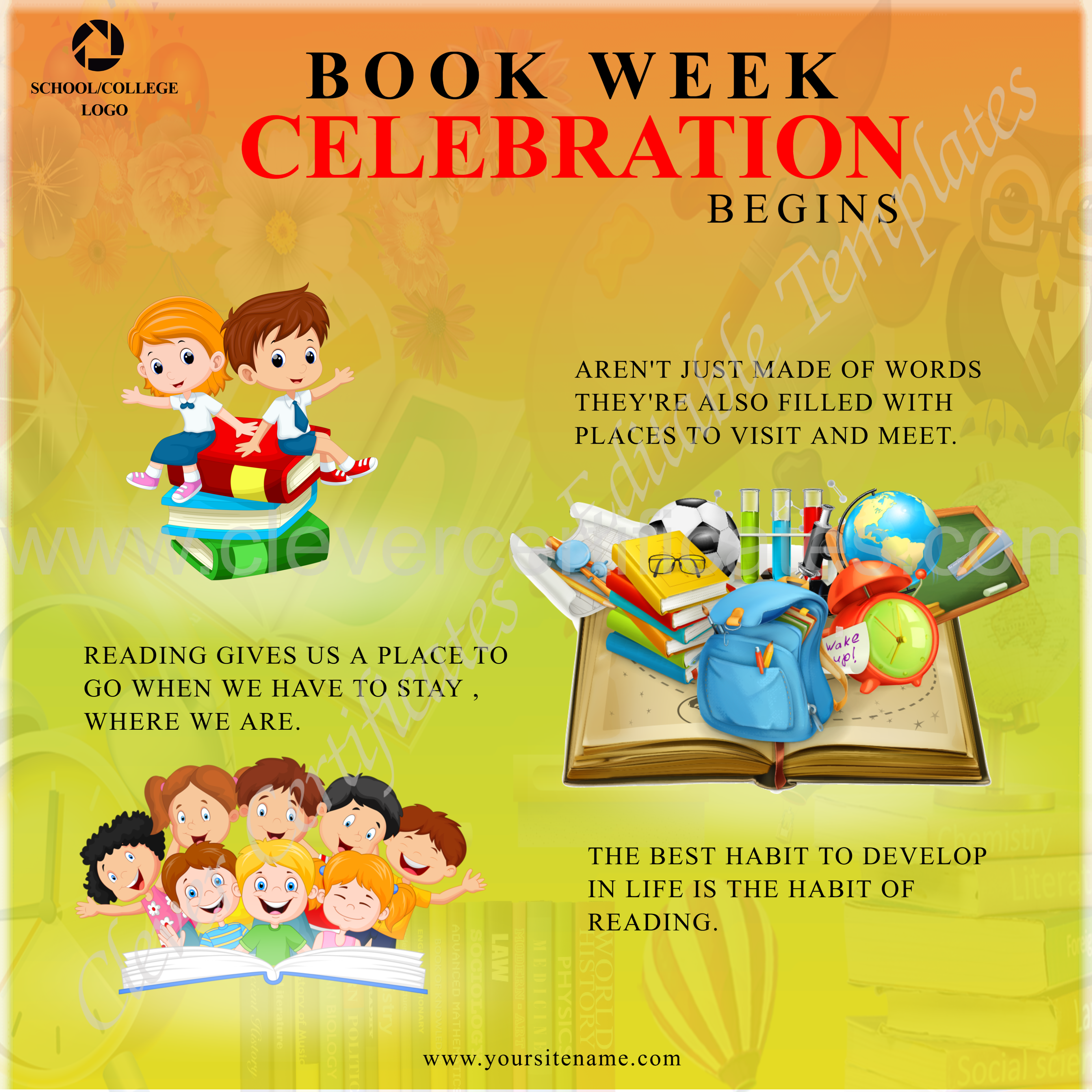 Editable Book Week Celebration Instagram Post — Certificate Template Preview