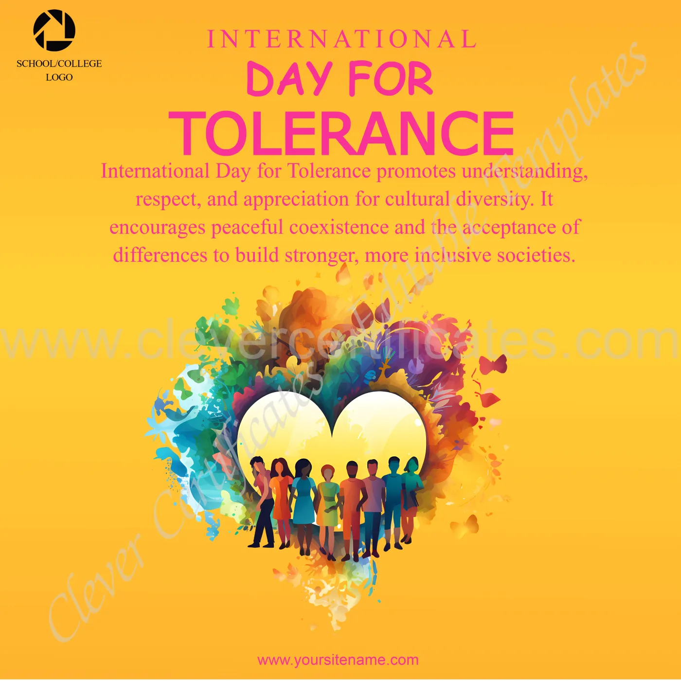Editable International Tolerance Day Instagram Post — Certificate Template Preview