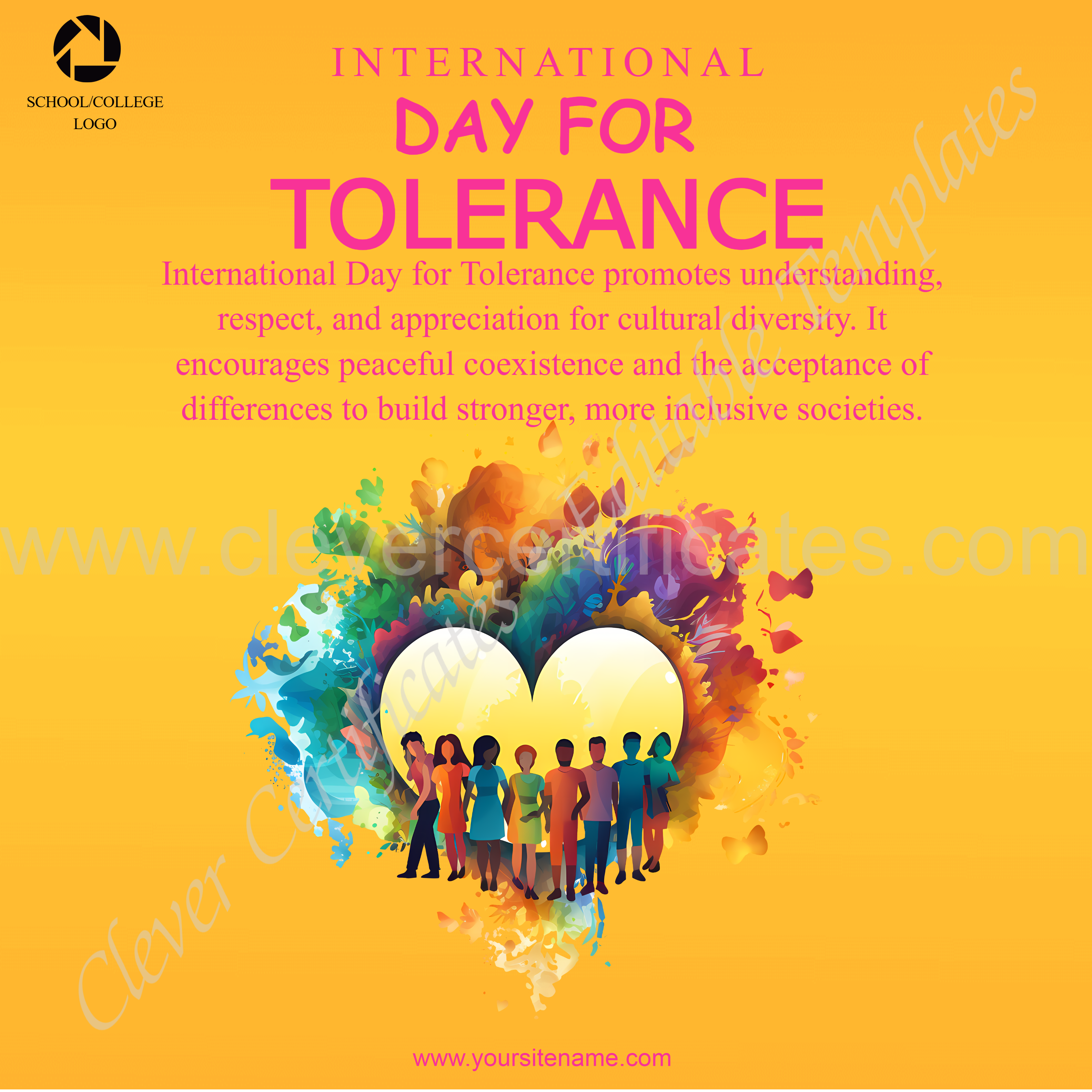 Editable International Tolerance Day Instagram Post — Certificate Template Preview