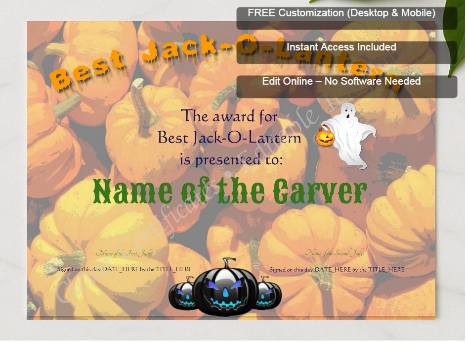 Framed preview featuring Free Editor badge stack for Best Halloween Jack O Lantern