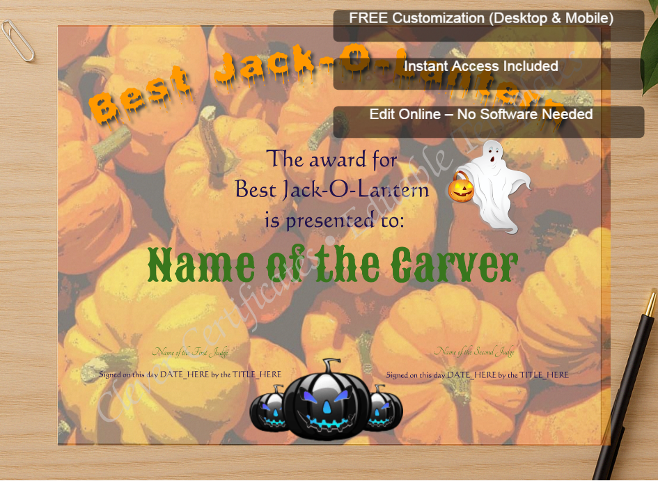 Zoomed preview with Free Editor badge stack for Best Halloween Jack O Lantern