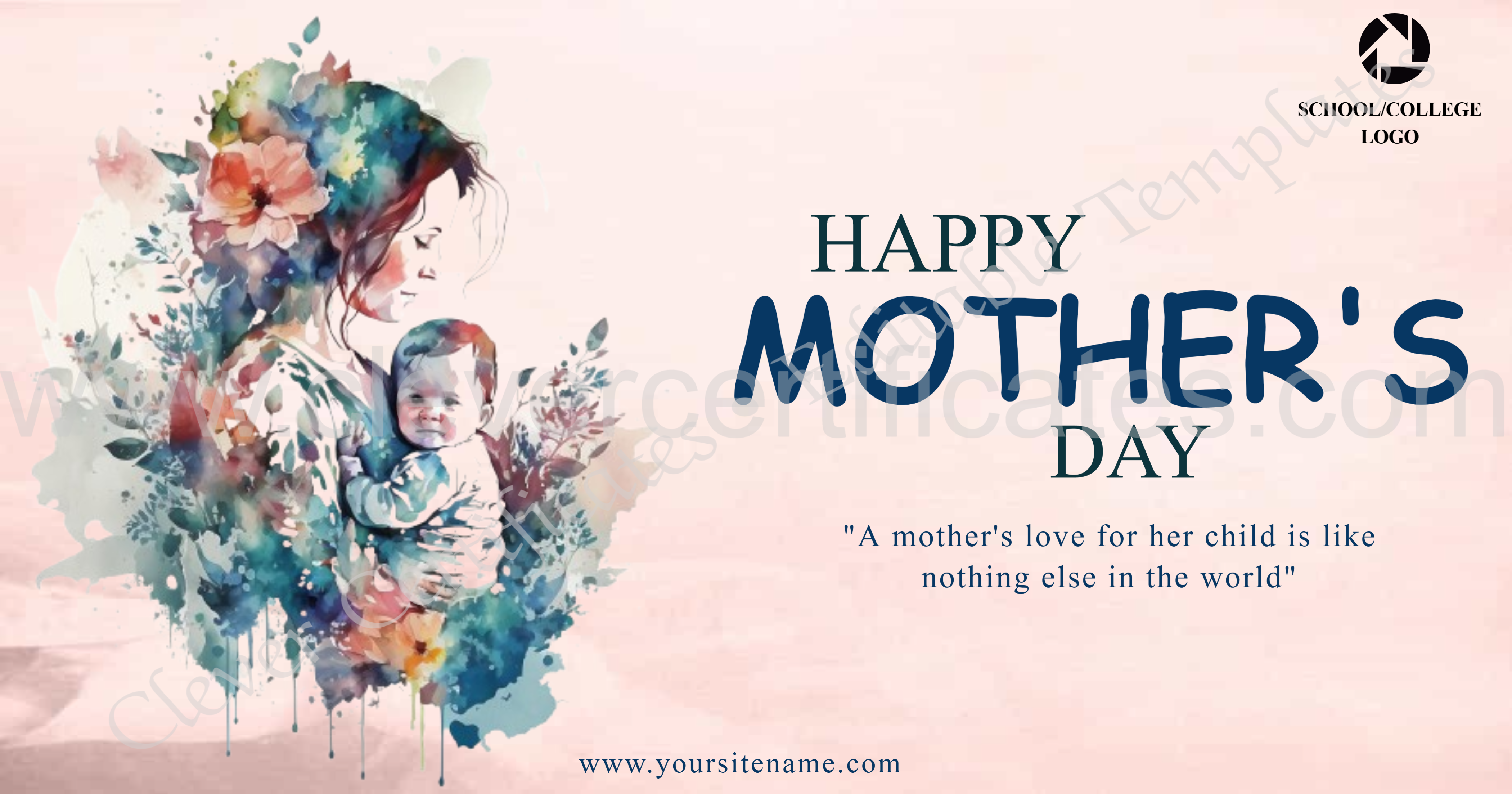 Editable Mothers Day Card For Facebook — Certificate Template Preview