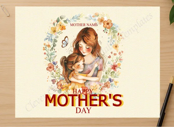 Professional preview of Mother Young Daughter Clipart certificate on high-quality stationery paper, ideal for showcasing the final look.
